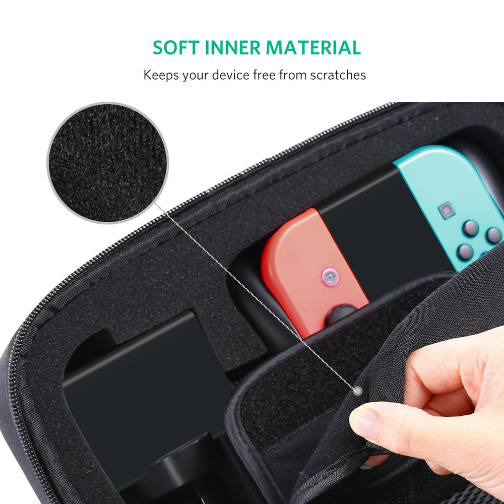 UGREEN Oxford Cloth Storage Bag Hard Shell Case for Nintendo Switch Game Console Shockproof Box, Size S