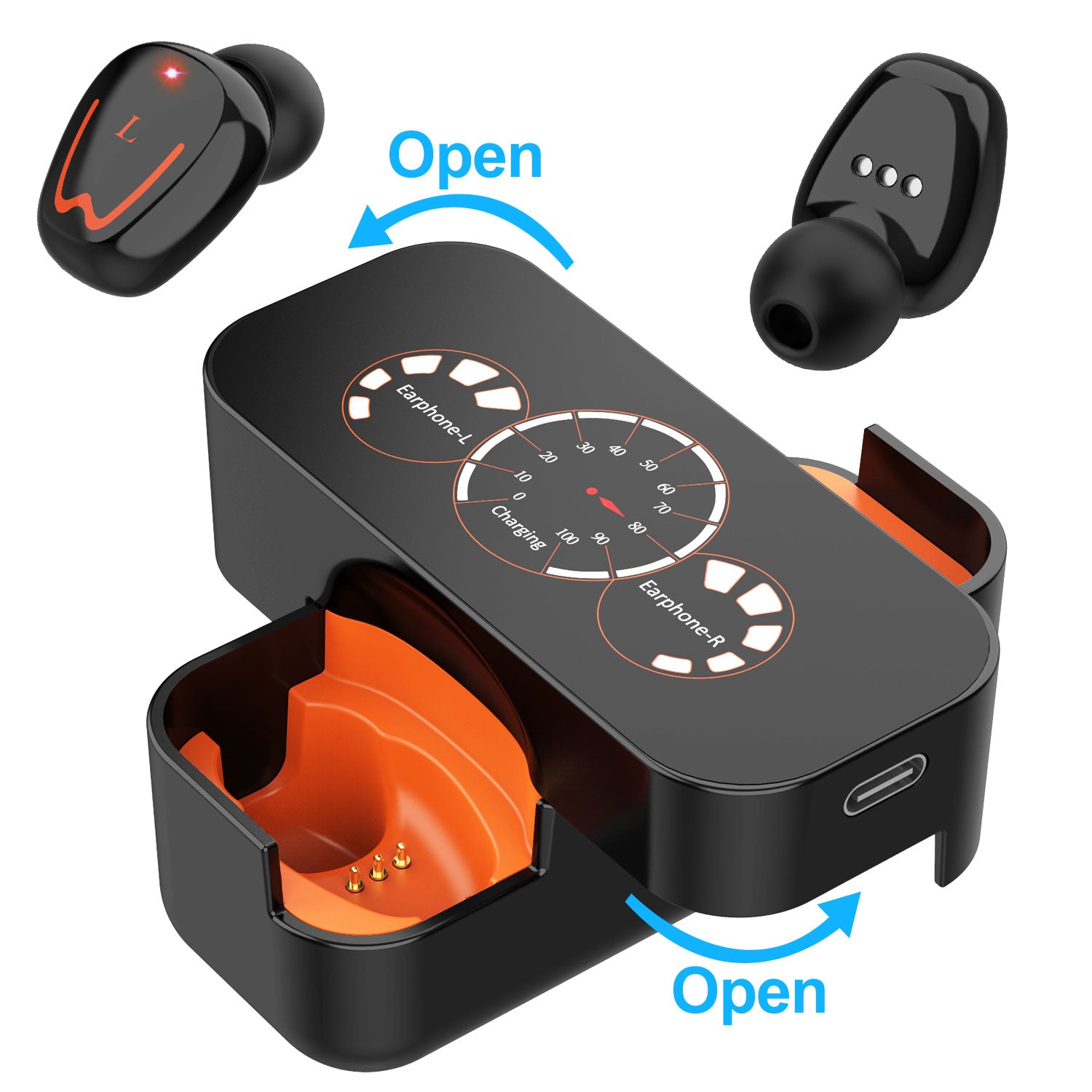 TWS Touch Control Rotating Open Noise Reduction Wireless Bluetooth Headset with Charging Bin