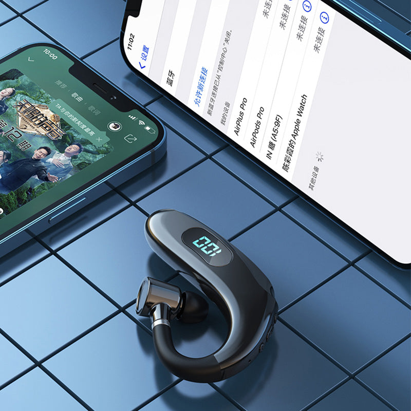 Q20 Wireless Bluetooth Headphones with LED Digital Display Single Ear Hook Earphones