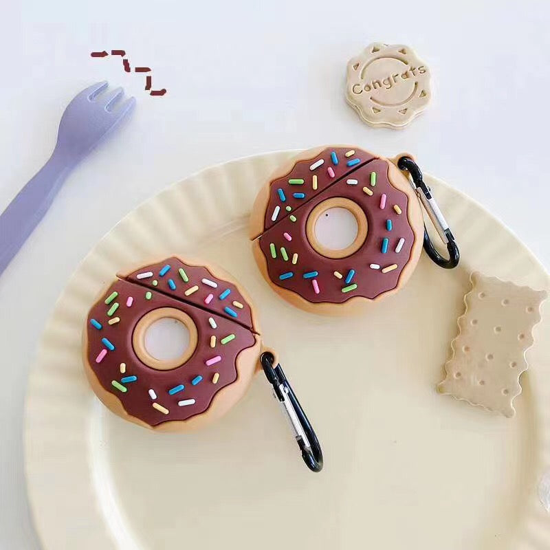 Creative Donuts Shape Silicone Earphones Case for Apple AirPods with Wireless Charging Case (2019) AirPods with Charging Case (2019) (2016)