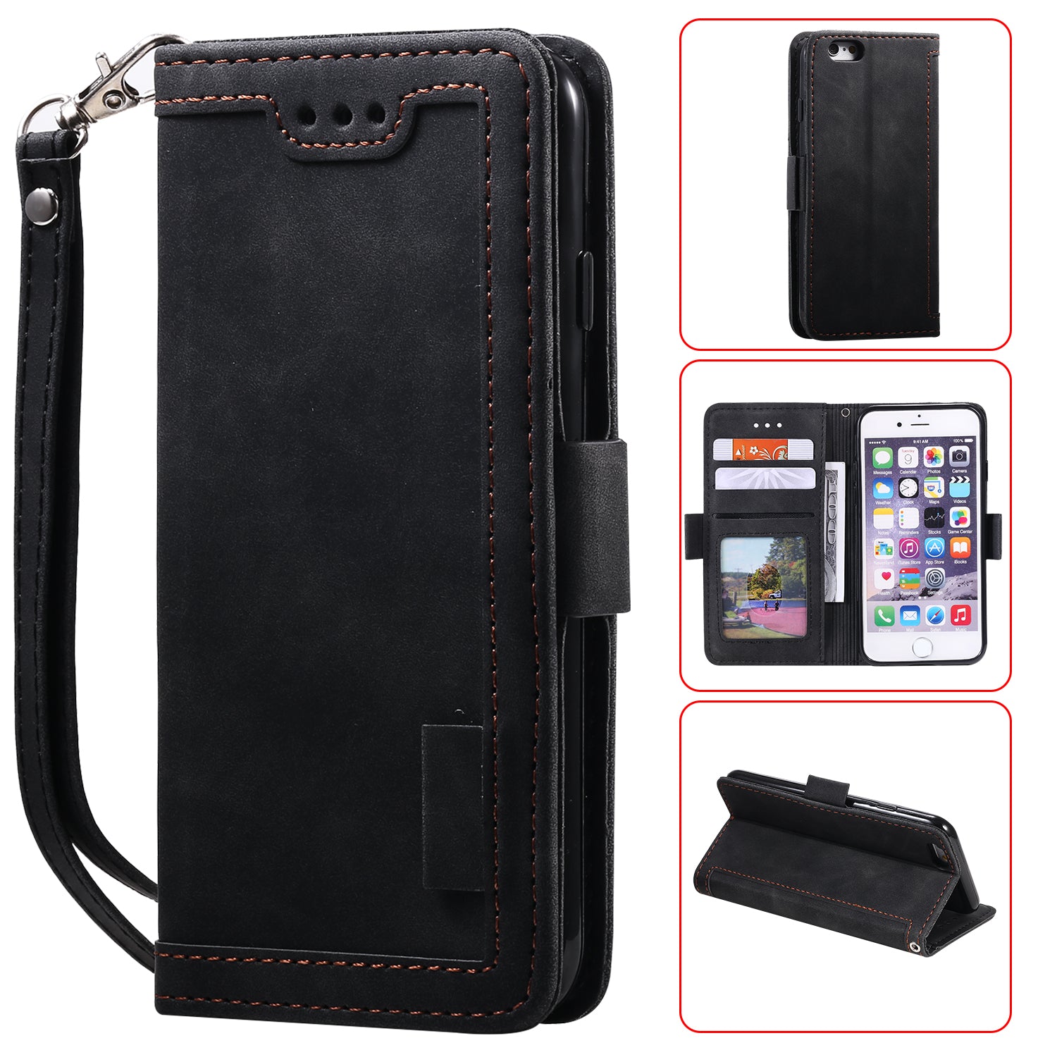 Retro Splicing PU Leather Wallet Magnetic Phone Cover for iPhone 8 / 7 / SE (2020) /SE (2022) 4.7 inch