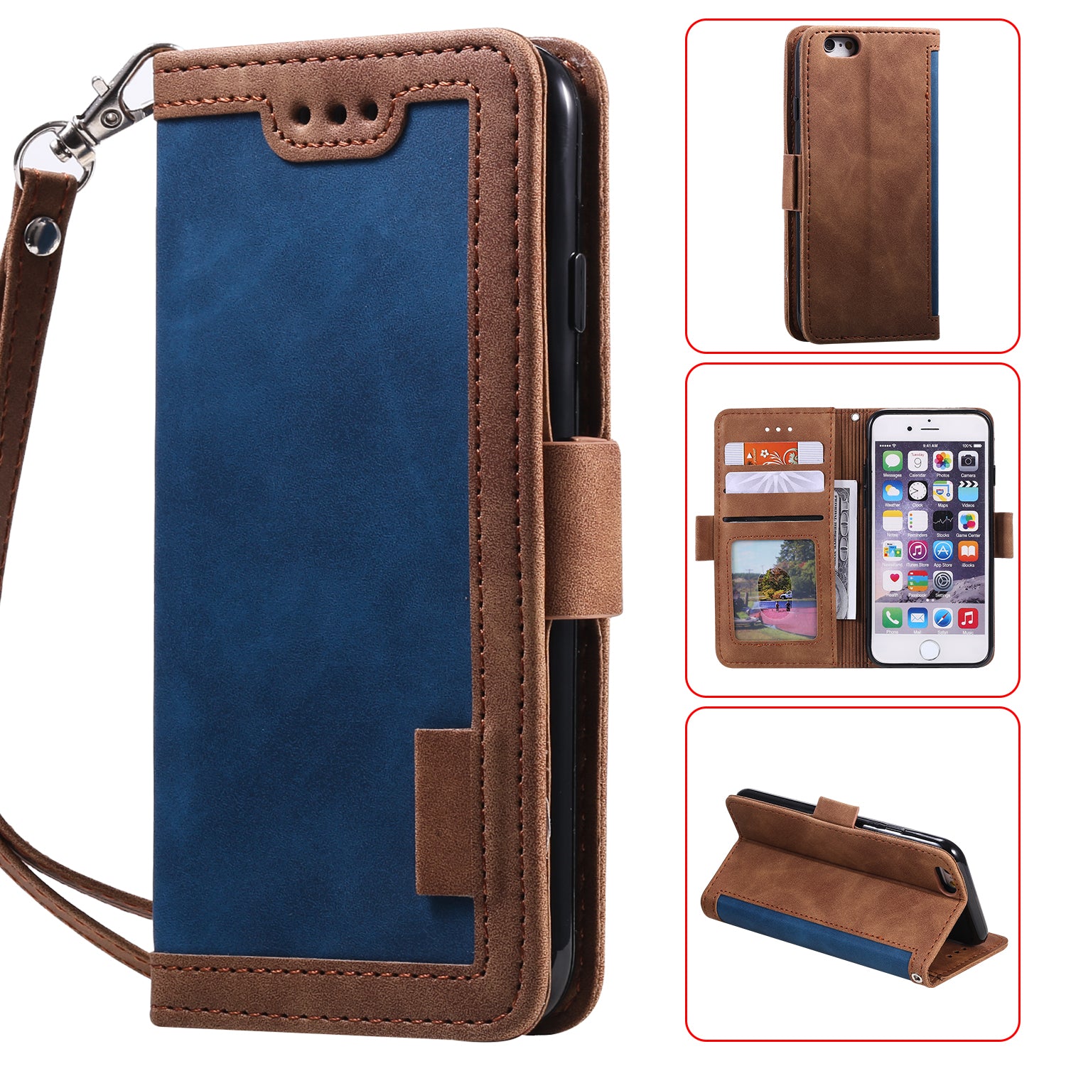 Retro Splicing PU Leather Wallet Magnetic Phone Cover for iPhone 8 / 7 / SE (2020) /SE (2022) 4.7 inch