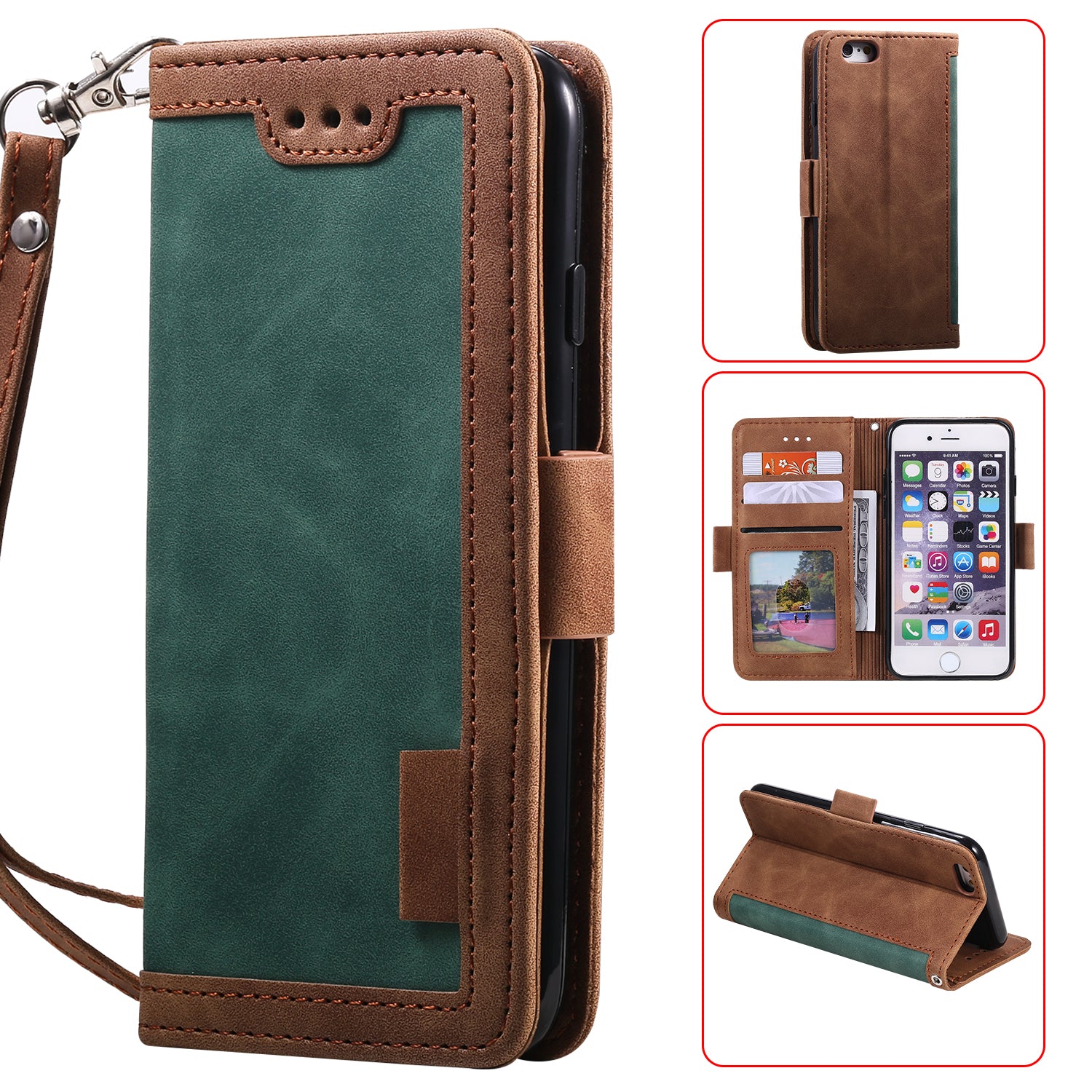 Retro Splicing PU Leather Wallet Magnetic Phone Cover for iPhone 8 / 7 / SE (2020) /SE (2022) 4.7 inch