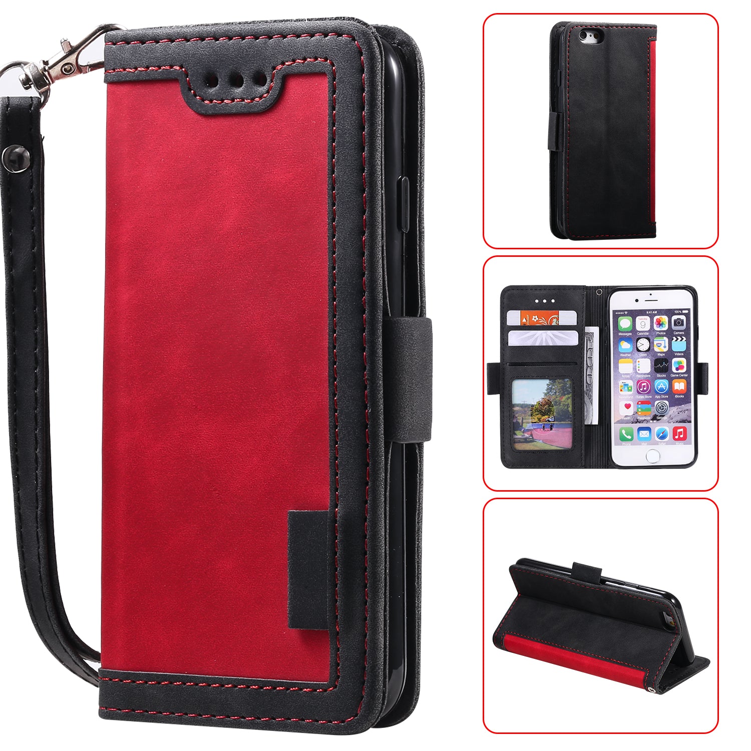 Retro Splicing PU Leather Wallet Magnetic Phone Cover for iPhone 8 / 7 / SE (2020) /SE (2022) 4.7 inch