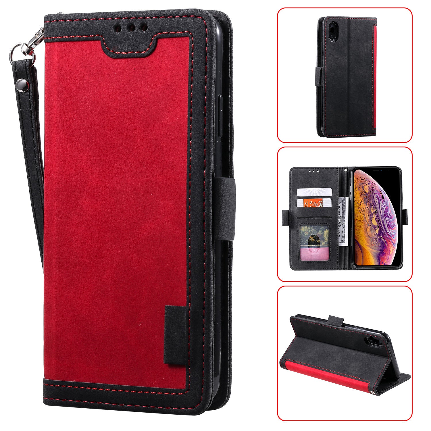 Vintage Splicing Style Wallet Stand Leather Case for iPhone XR 6.1 inch