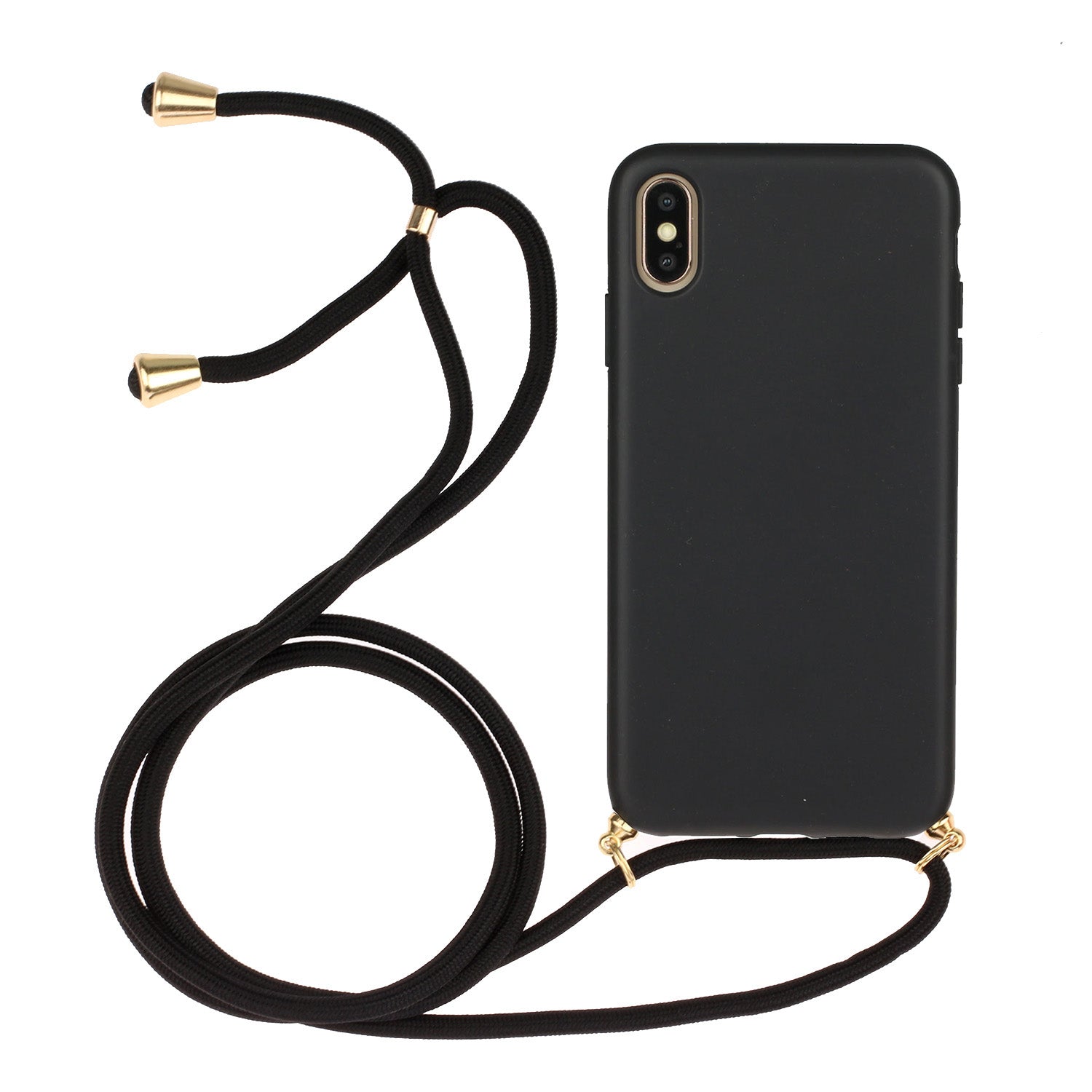 For iPhone X/XS 5.8 inch Biodegradable Wheat Straw Soft TPU Phone Shell with Multi-function Strap