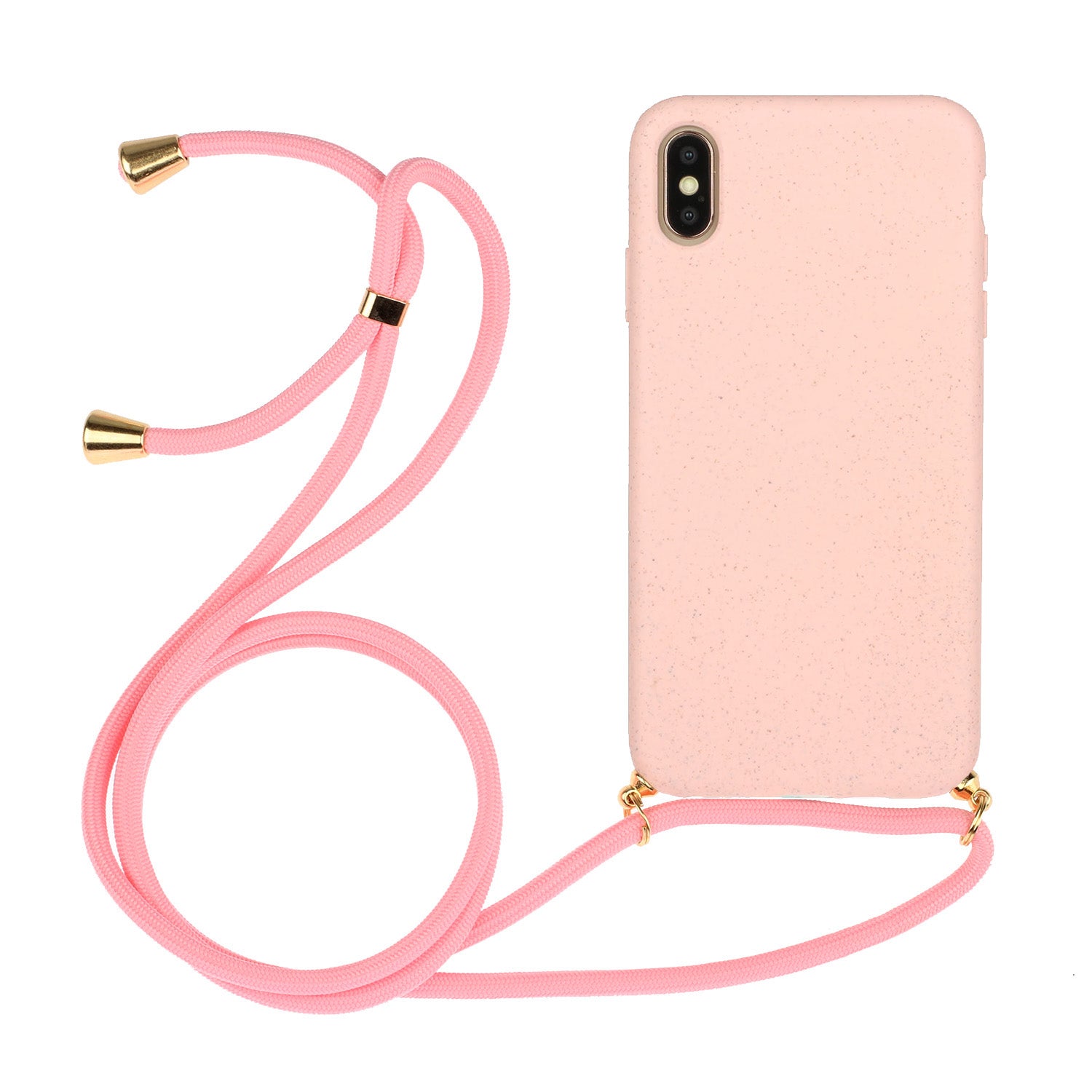 For iPhone X/XS 5.8 inch Biodegradable Wheat Straw Soft TPU Phone Shell with Multi-function Strap