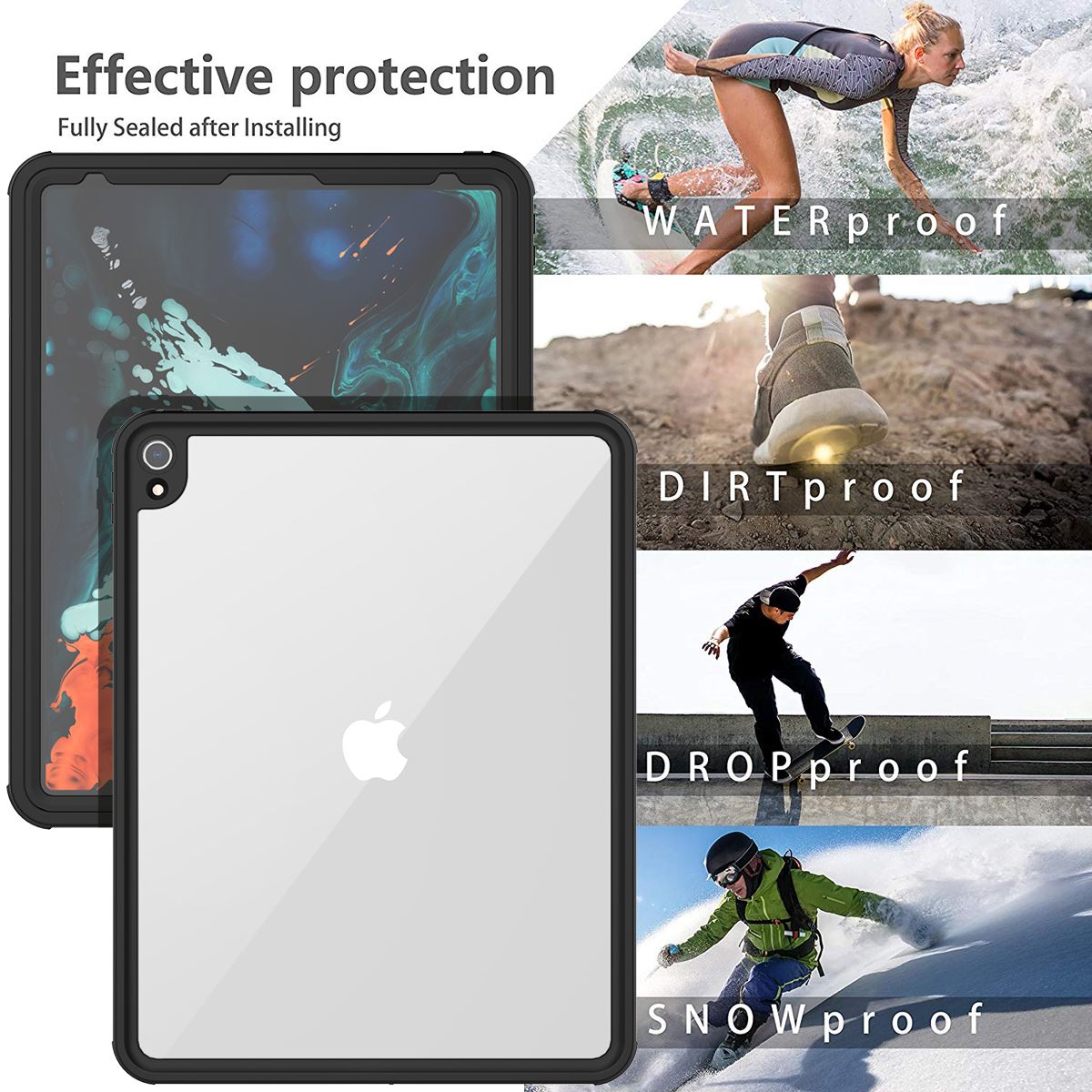 IP68 Waterproof Drop-proof Dust-proof Tablet Protective Cover for iPad Pro 12.9-inch (2018)