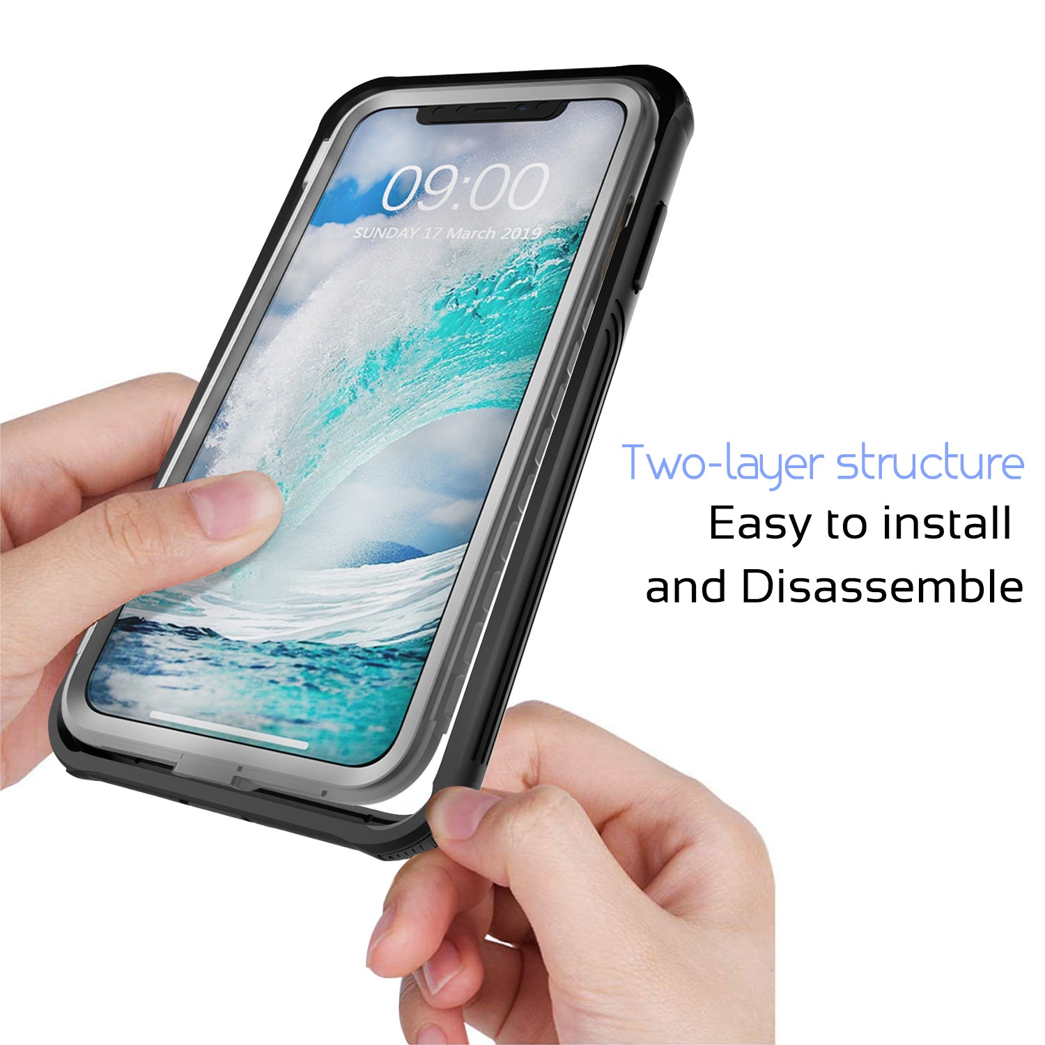 Shockproof All-inclusive PC Protector Cover Built-in PET Front Film for iPhone XS Max 6.5 inch