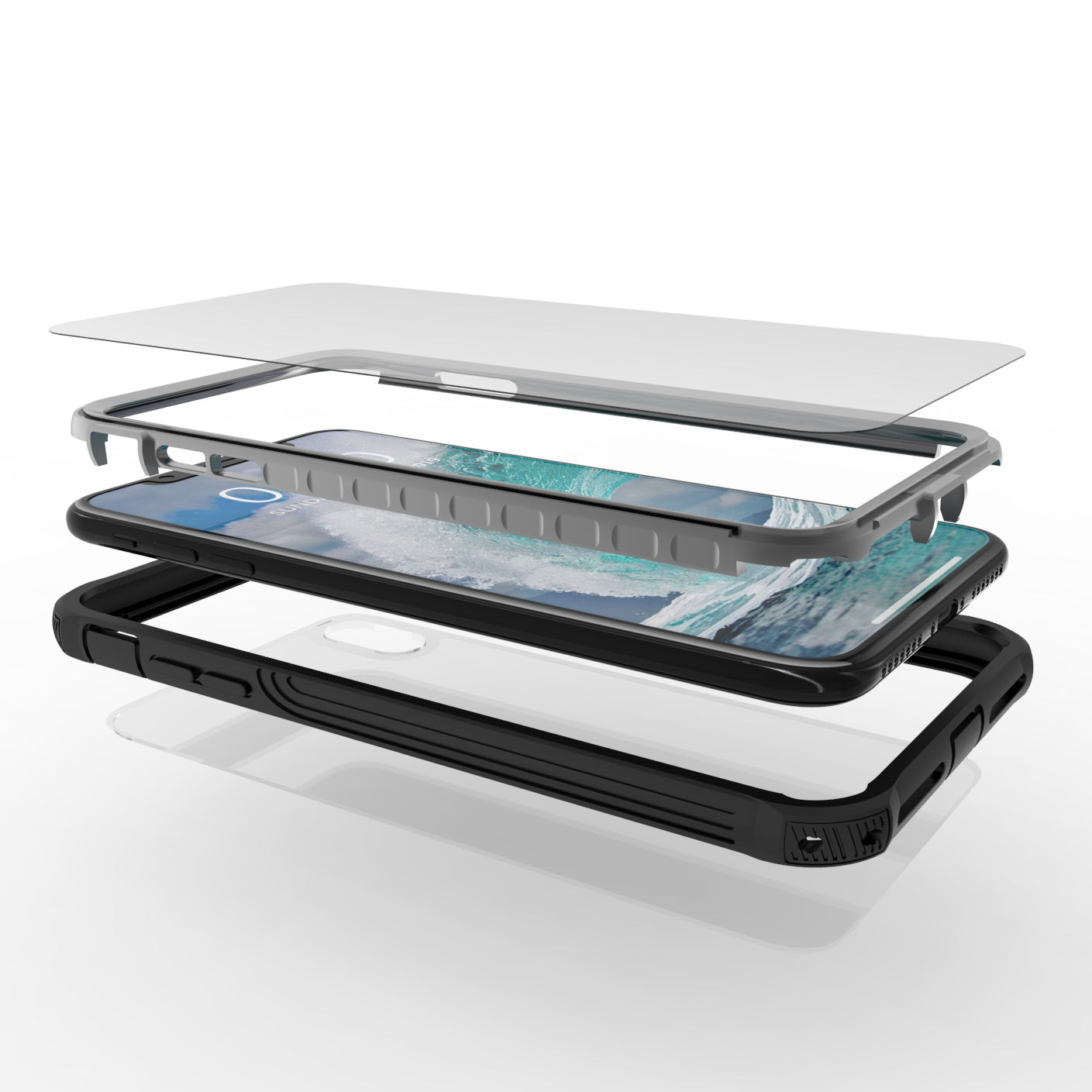 Shockproof All-inclusive PC Protector Cover Built-in PET Front Film for iPhone XS Max 6.5 inch