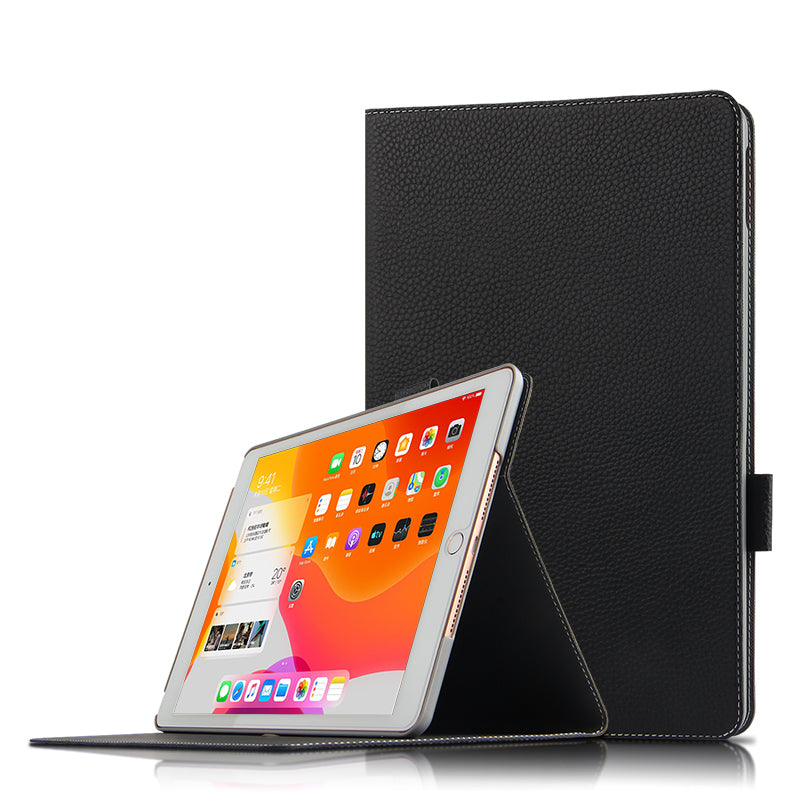 Top Layer Cowhide Leather Stand Shell Case for iPad 10.2 (2021) (2020) (2019)