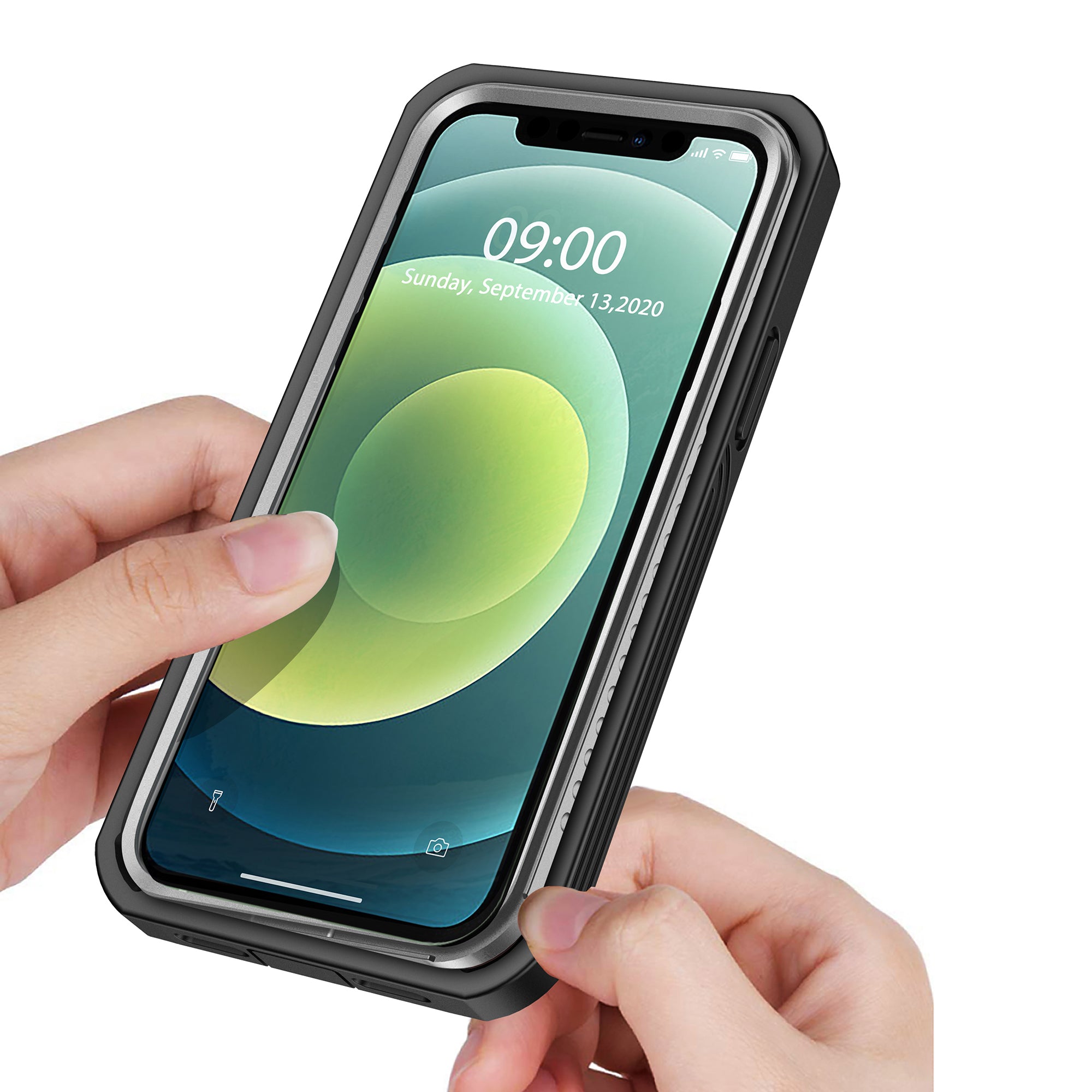 For iPhone 12 mini 5.4 inch Full Protection Anti-drop Hard PC Phone Case with Built-in PET Screen Film