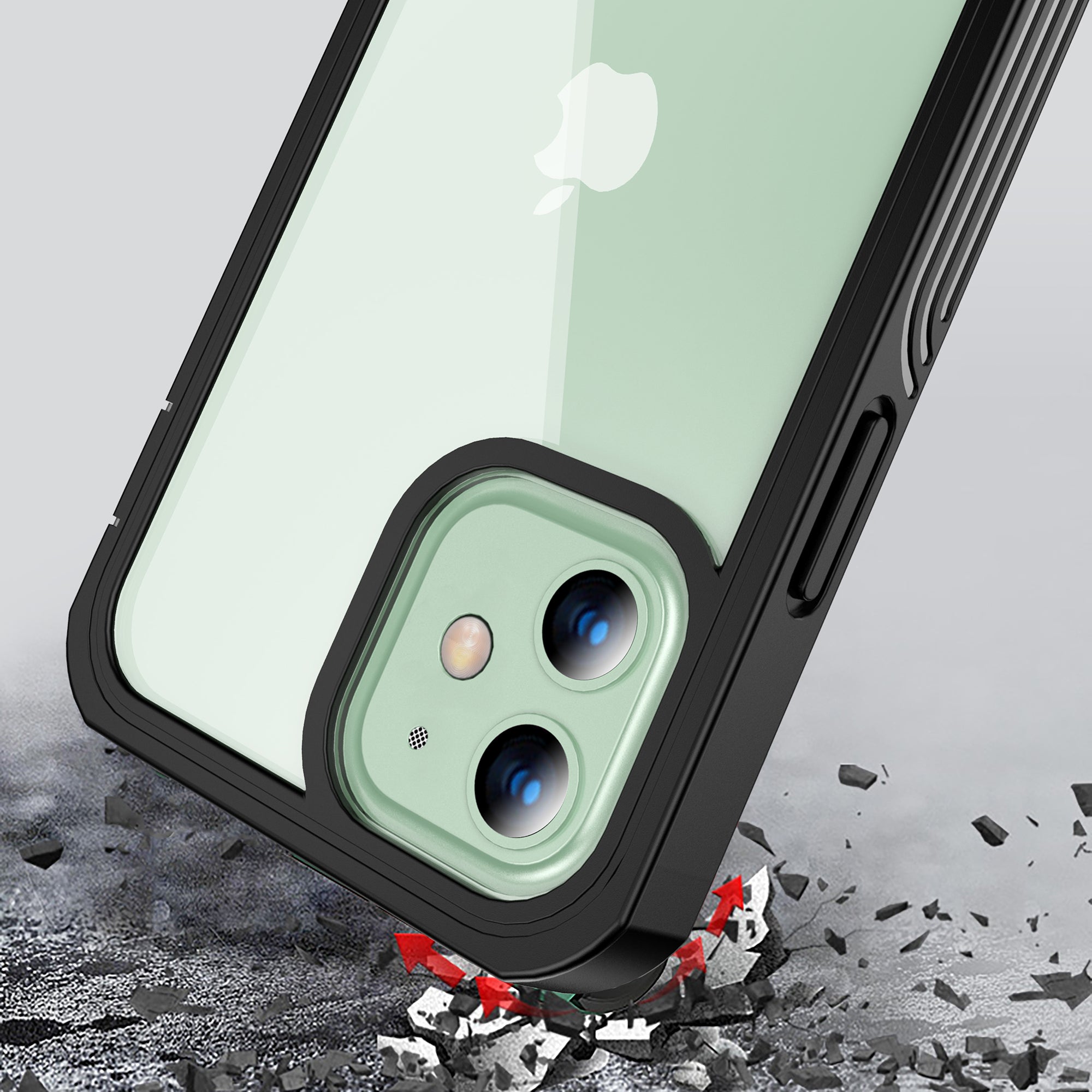 For iPhone 12 mini 5.4 inch Full Protection Anti-drop Hard PC Phone Case with Built-in PET Screen Film