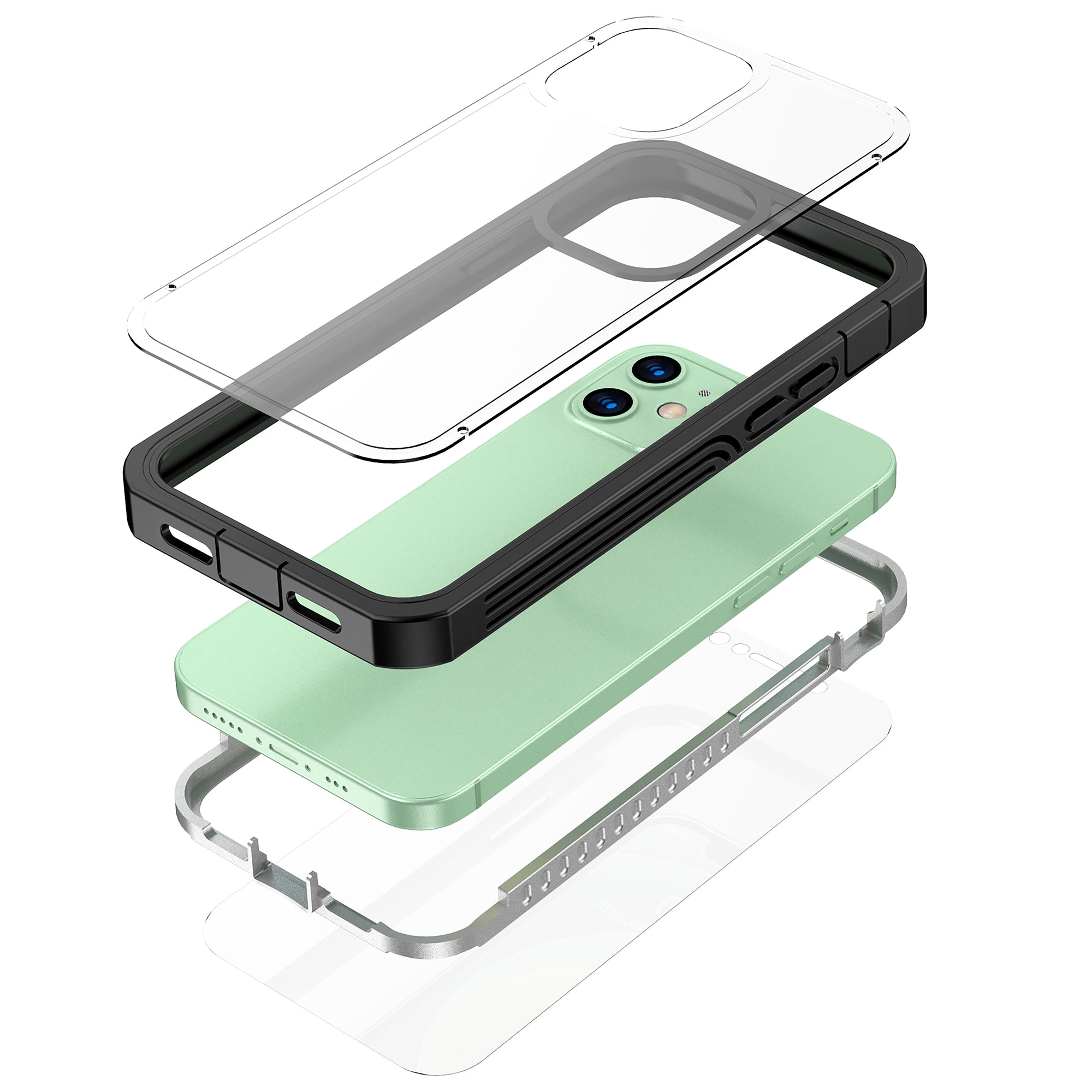For iPhone 12 mini 5.4 inch Full Protection Anti-drop Hard PC Phone Case with Built-in PET Screen Film