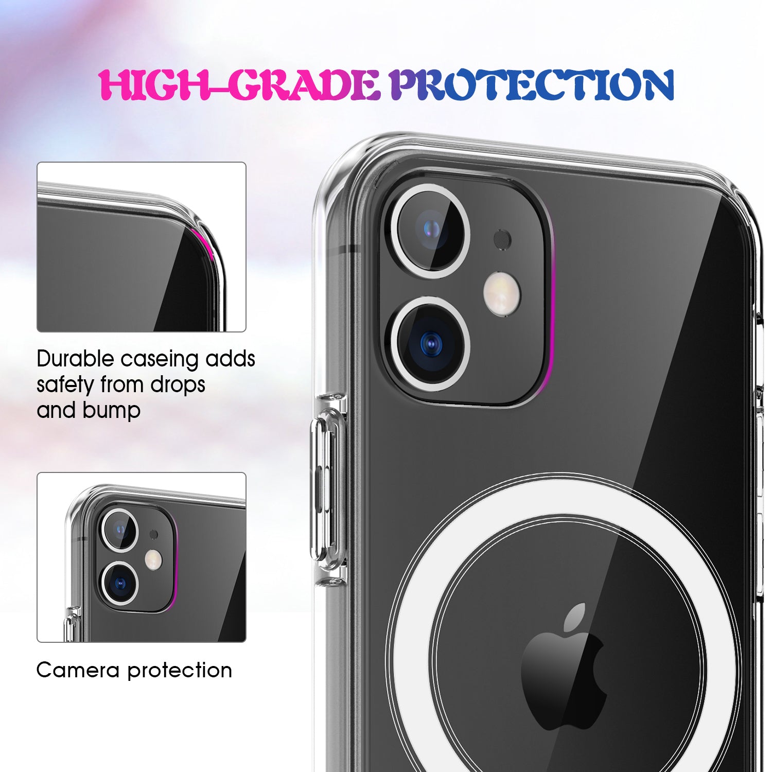 Čirý TPU ochranný zadní kryt telefonu [Podpora bezdrátového nabíjení] pro iPhone 12 mini 5,4 palce