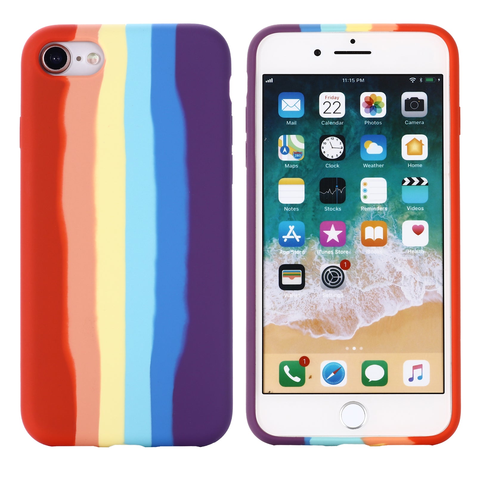 Rainbow Painting Liquid Silicone Phone Cover Shell for iPhone 7 8 SE (2020) SE (2022)