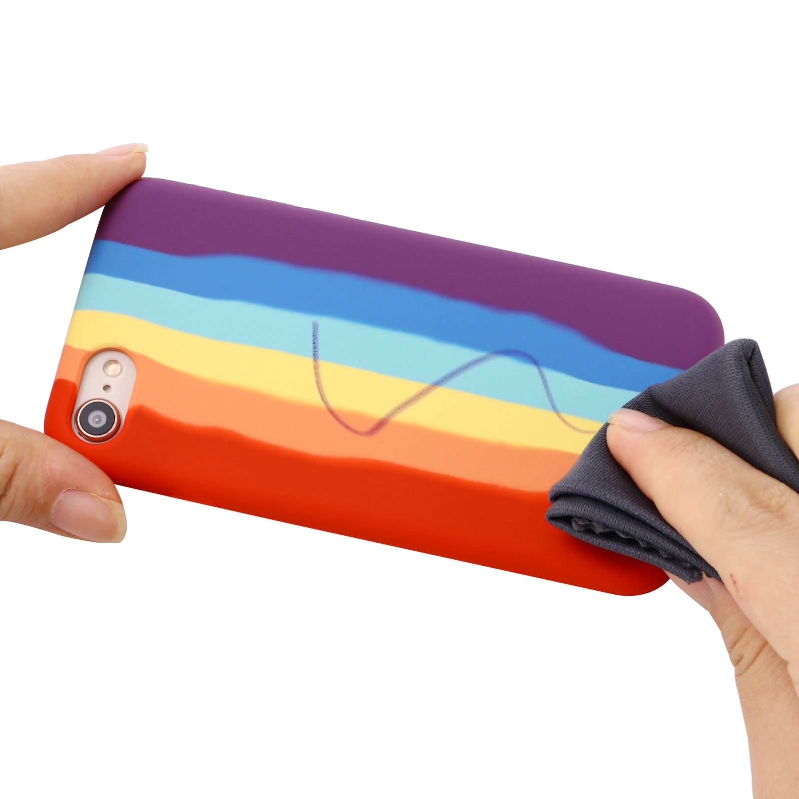 Rainbow Painting Liquid Silicone Phone Cover Shell for iPhone 7 8 SE (2020) SE (2022)