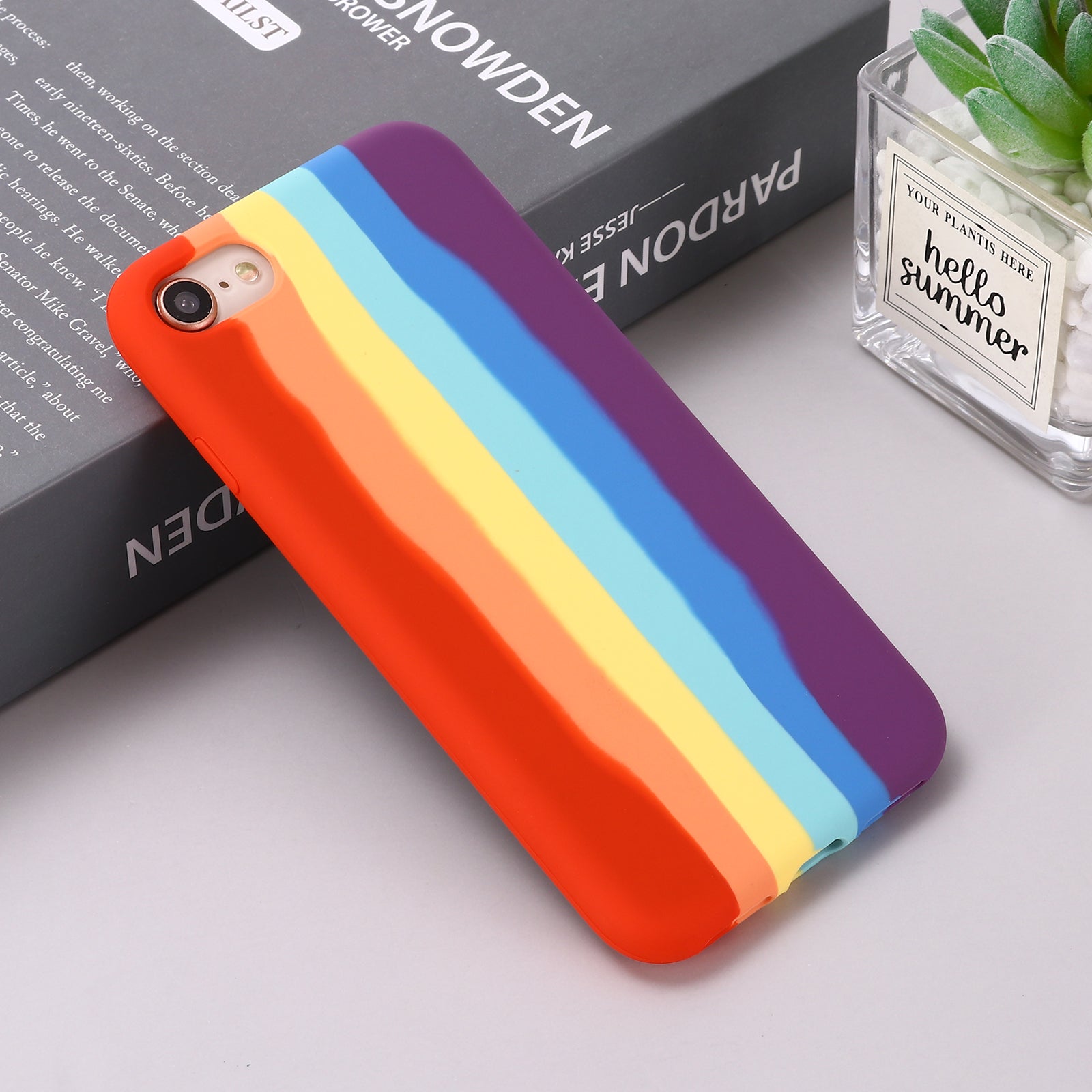 Rainbow Painting Liquid Silicone Phone Cover Shell for iPhone 7 8 SE (2020) SE (2022)