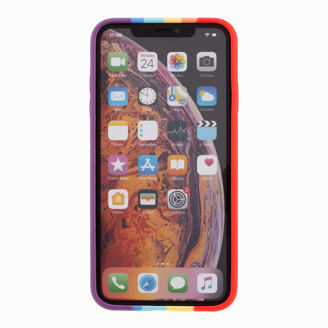 Rainbow Solid Protector Silicone Cover for iPhone X XS 5.8 inch Case