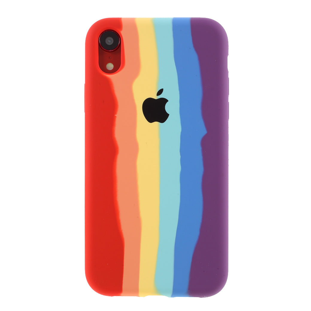 Rainbow Solid Silicone Cover Protective Shell for iPhone XR 6.1-inch