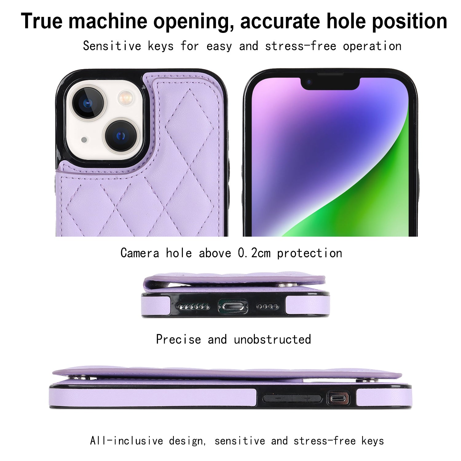 For iPhone 14 Plus Anti-Scratch Kickstand PU Leather TPU Phone Case Card Holder Phone Cover Shell