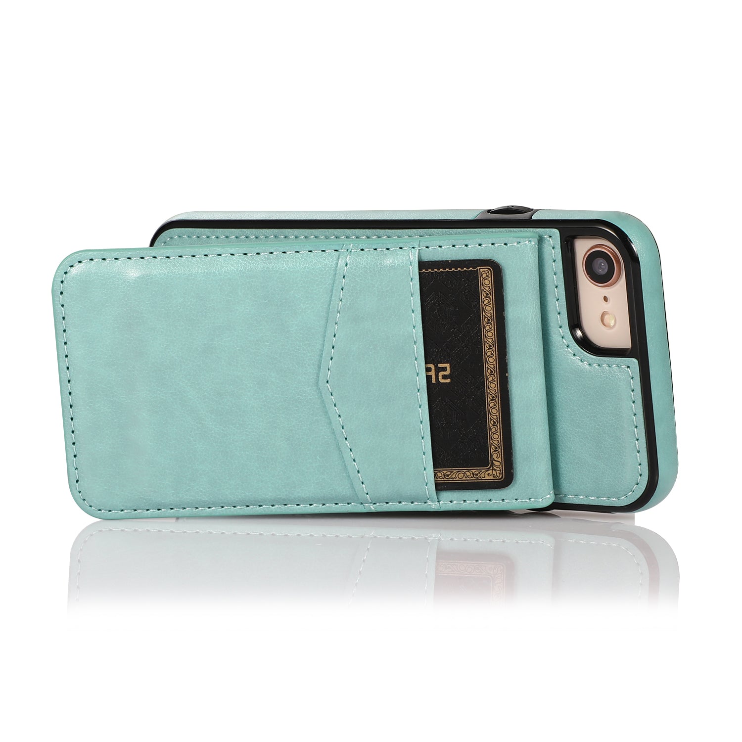 For iPhone 7 8 SE (2020) Card Holder Phone Case Kickstand PU Leather + TPU Cover