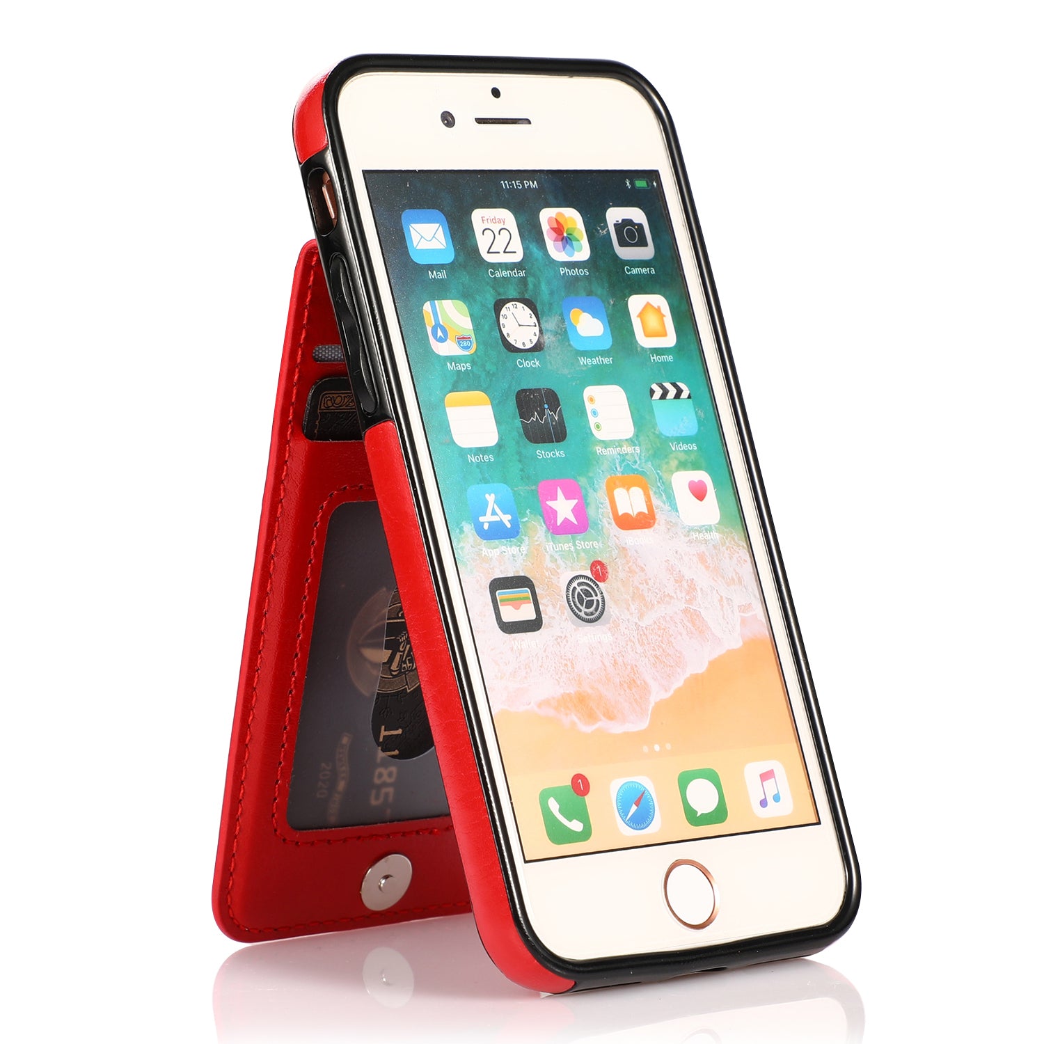 For iPhone 7 8 SE (2020) Card Holder Phone Case Kickstand PU Leather + TPU Cover