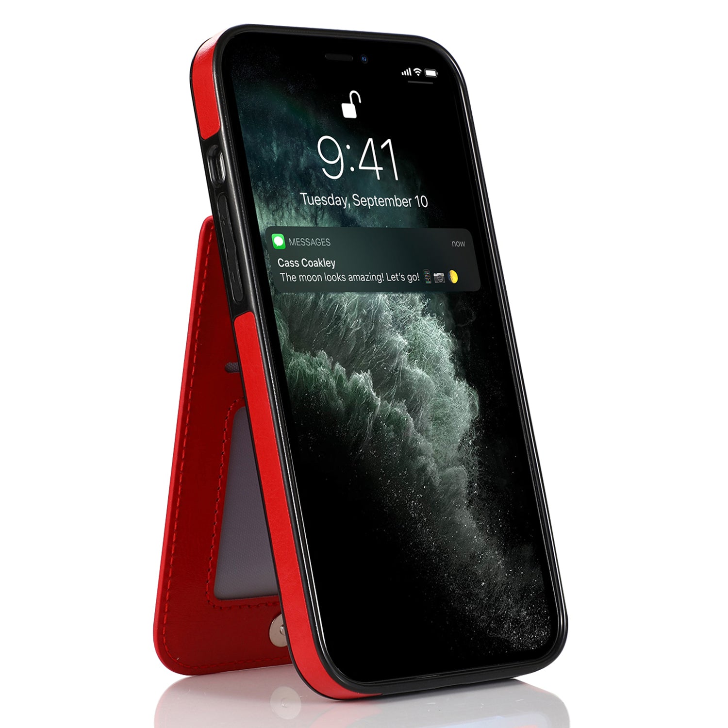 Phone Kickstand Case for iPhone 14 Plus Card Holder PU Leather + TPU Phone Cover
