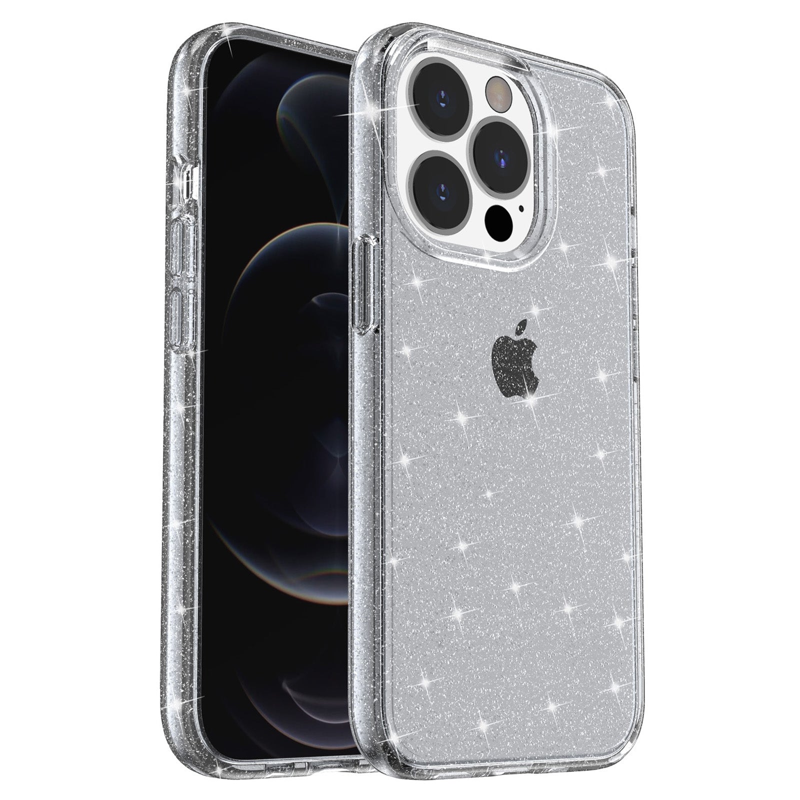 For iPhone 15 Pro Sparkly Glitter Anti-Scratch Case Hard PC Soft TPU Phone Cover