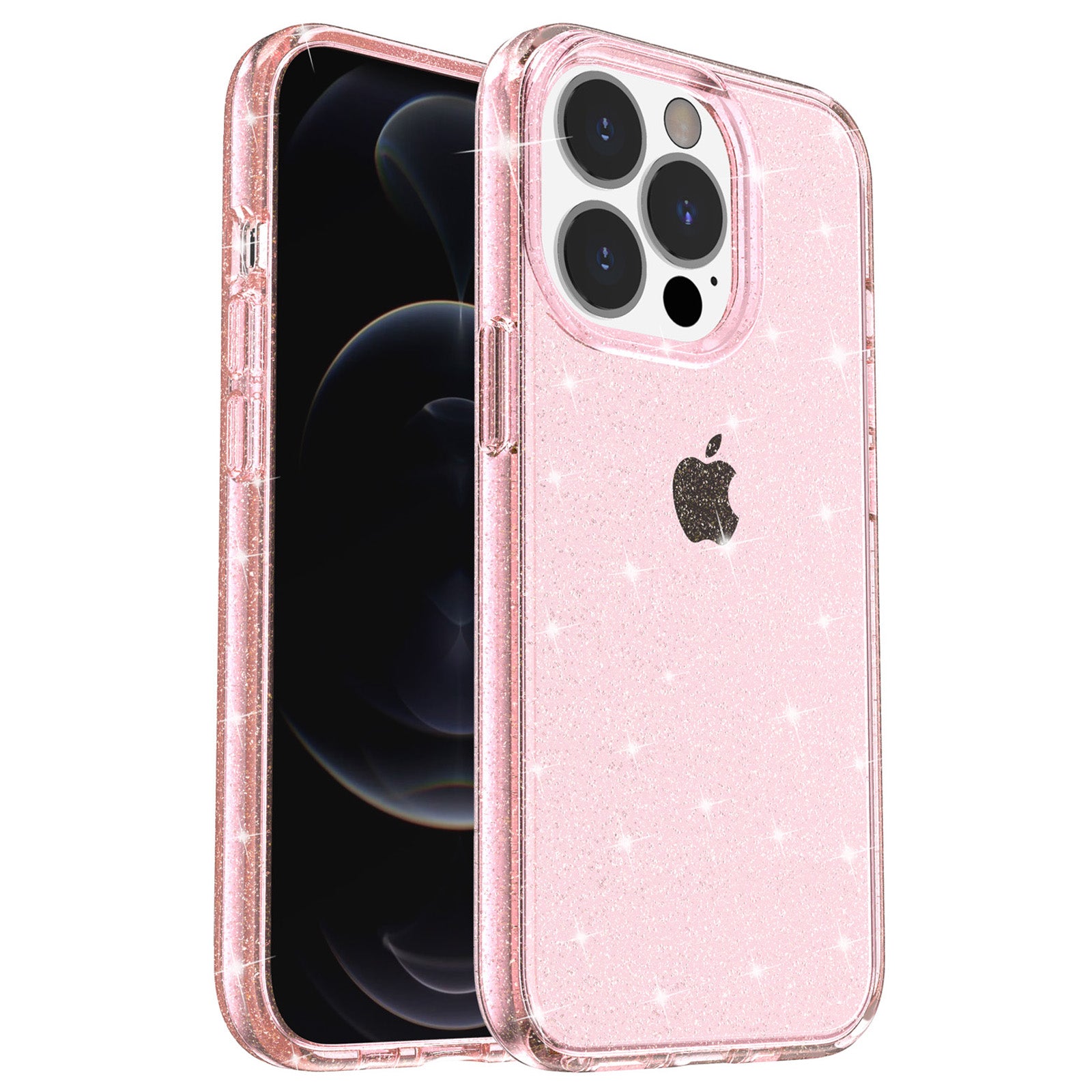 For iPhone 15 Pro Sparkly Glitter Anti-Scratch Case Hard PC Soft TPU Phone Cover