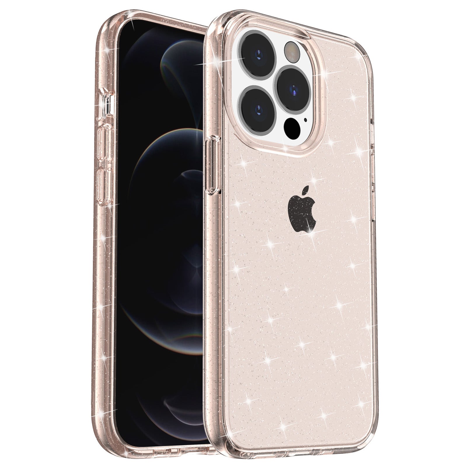 For iPhone 15 Pro Sparkly Glitter Anti-Scratch Case Hard PC Soft TPU Phone Cover