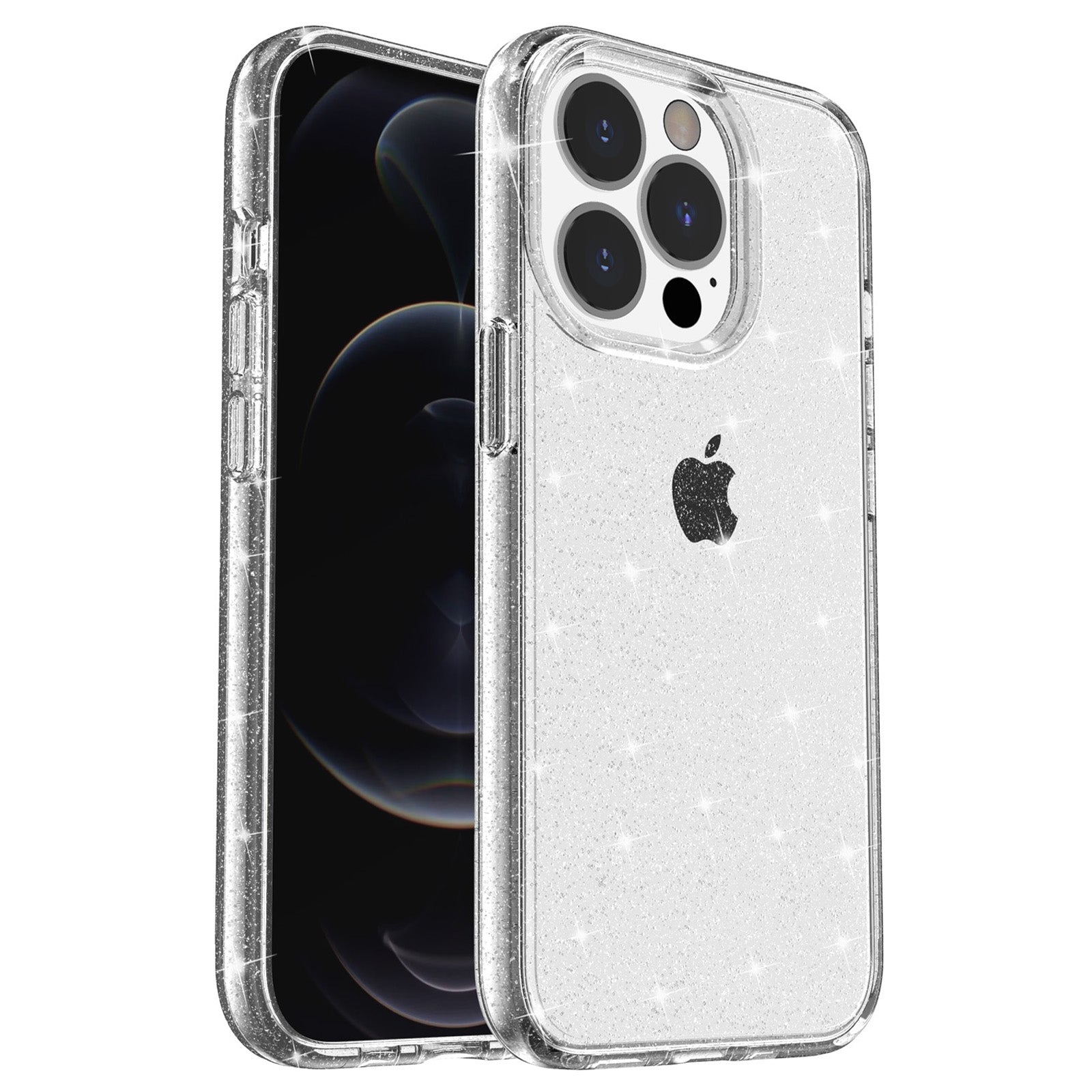 For iPhone 15 Pro Sparkly Glitter Anti-Scratch Case Hard PC Soft TPU Phone Cover
