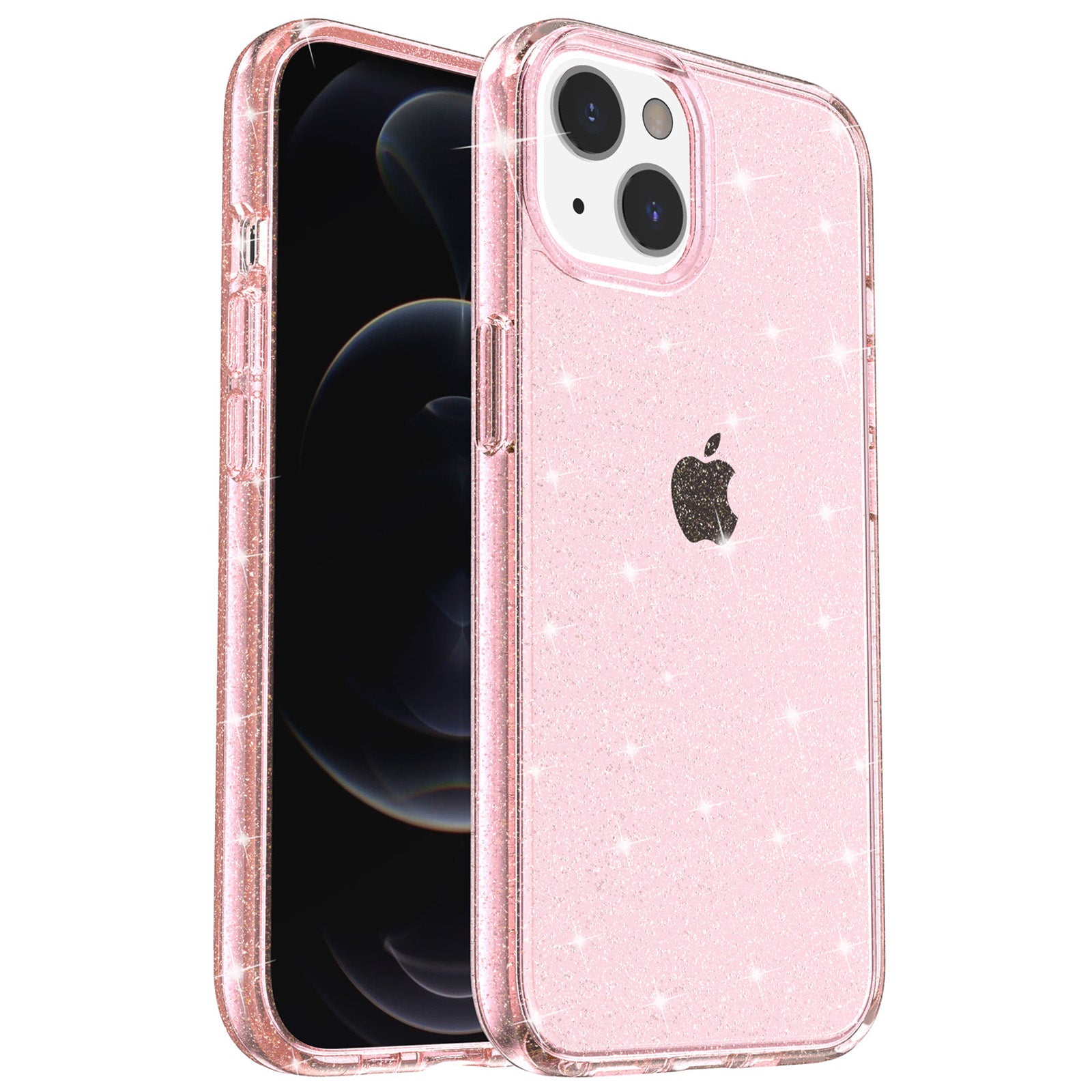 For iPhone 15 Plus Sparkly Glitter Protective Case Shockproof Hard PC Soft TPU Phone Cover