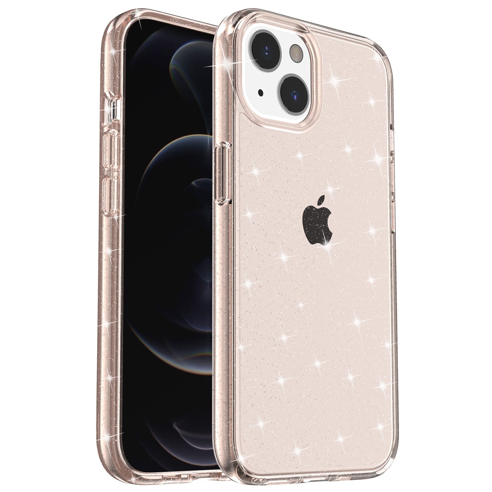 For iPhone 15 Plus Sparkly Glitter Protective Case Shockproof Hard PC Soft TPU Phone Cover