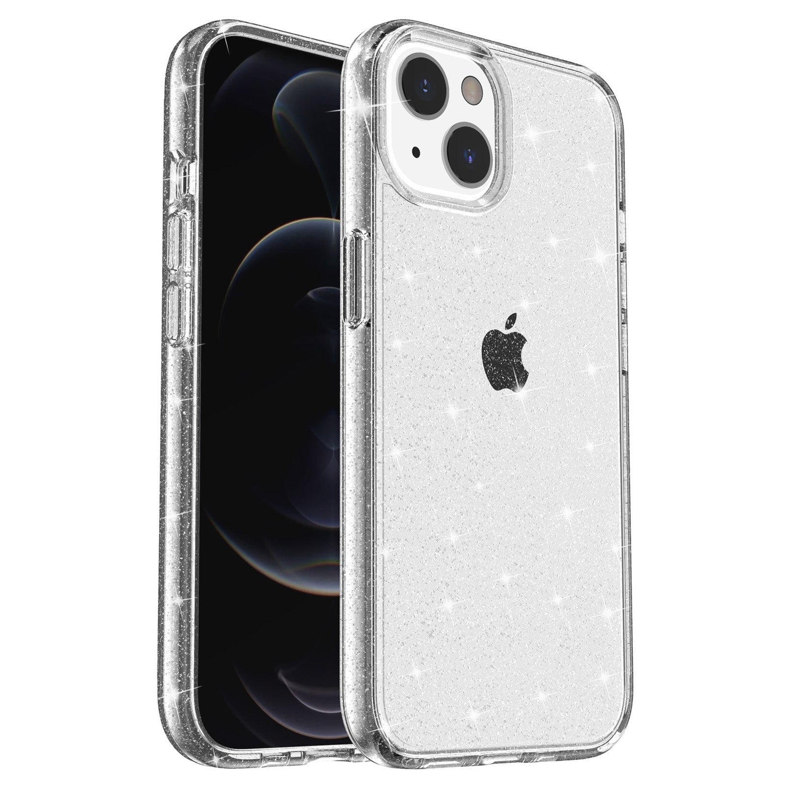 For iPhone 15 Plus Sparkly Glitter Protective Case Shockproof Hard PC Soft TPU Phone Cover