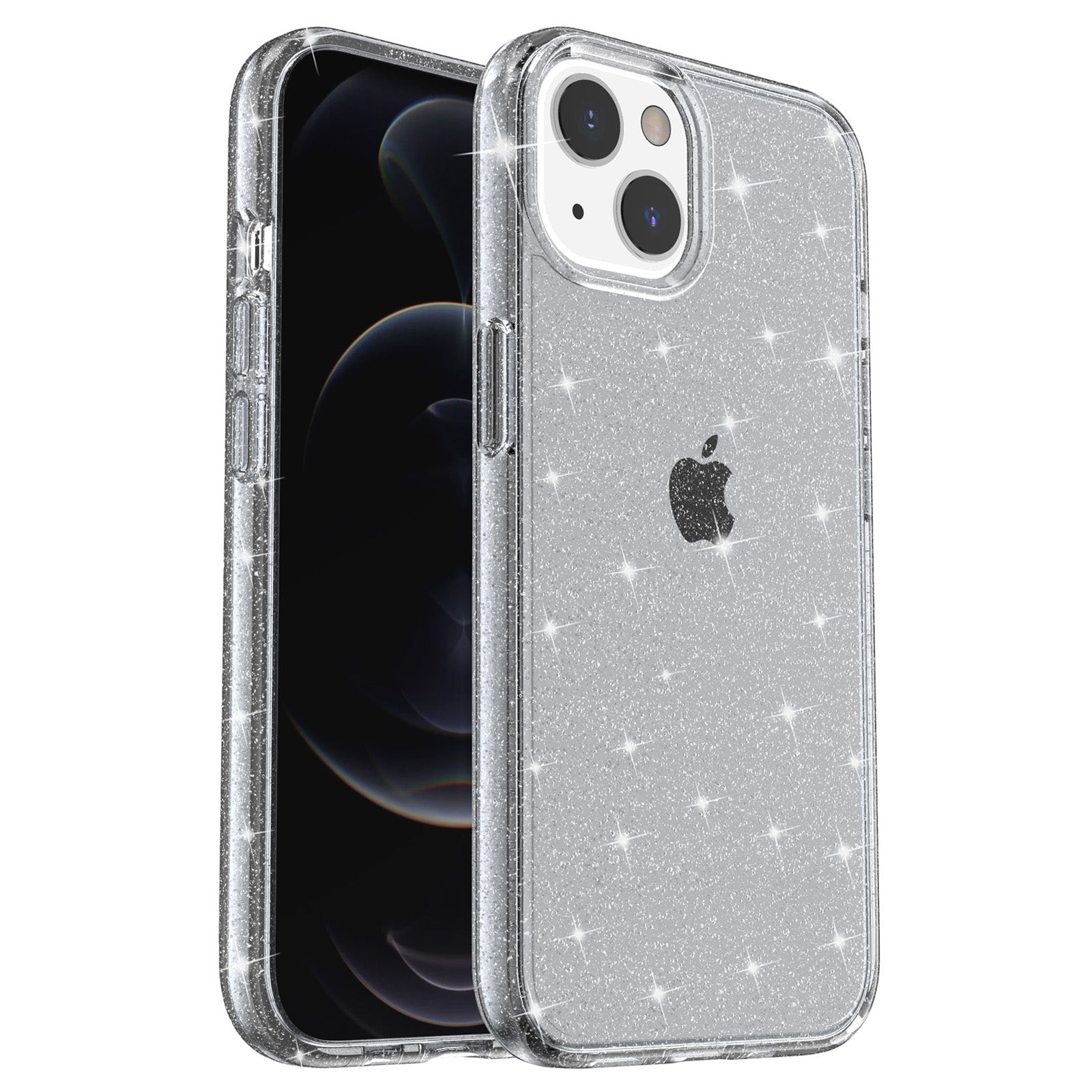 For iPhone 15 Plus Sparkly Glitter Protective Case Shockproof Hard PC Soft TPU Phone Cover