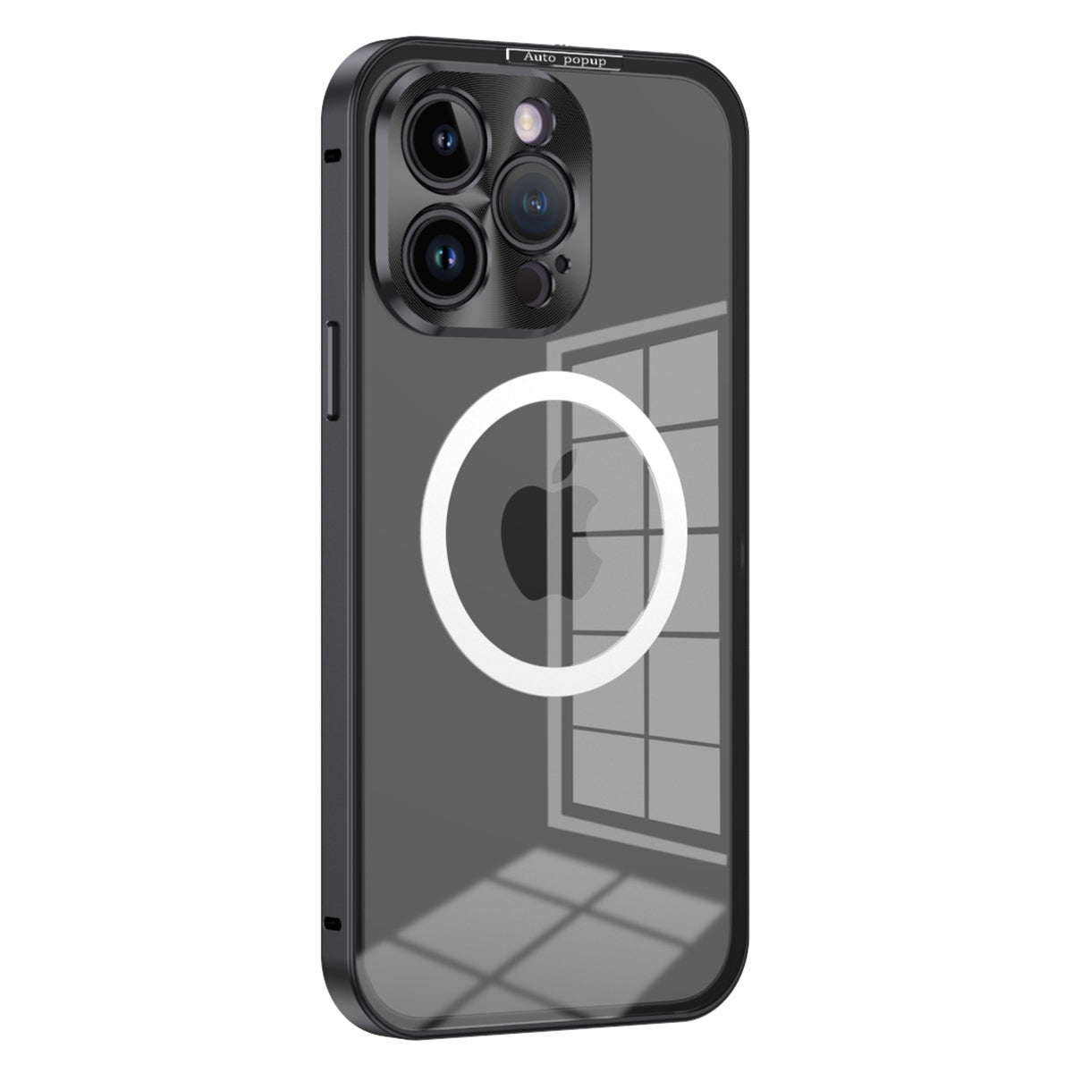 Compatible with MagSafe Clear Case for iPhone 12 Pro Max 6.7 inch Shockproof Metal PC Phone Case with CD Vein Lens Cover