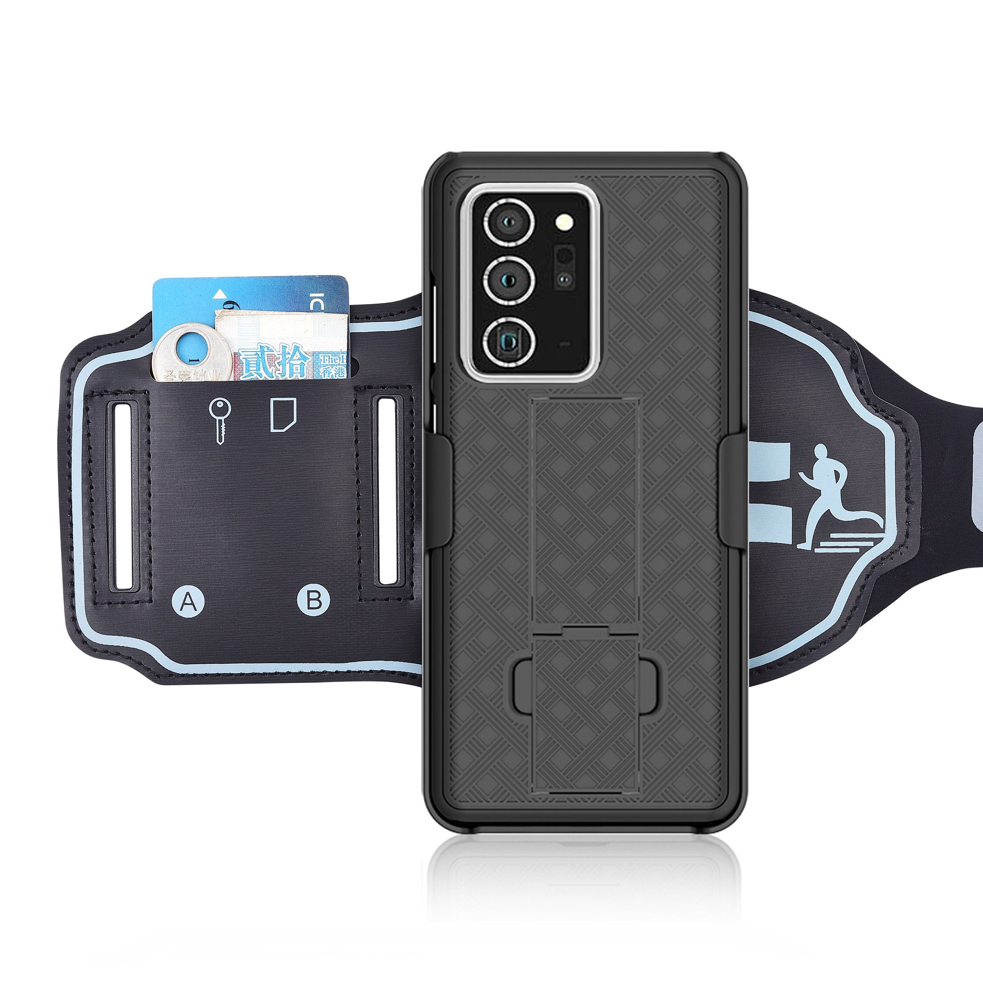 Woven Pattern Nylon Sport Wrist Band PC Phone Case with Kickstand for Samsung Galaxy Note20 Ultra Note20 Ultra 5G