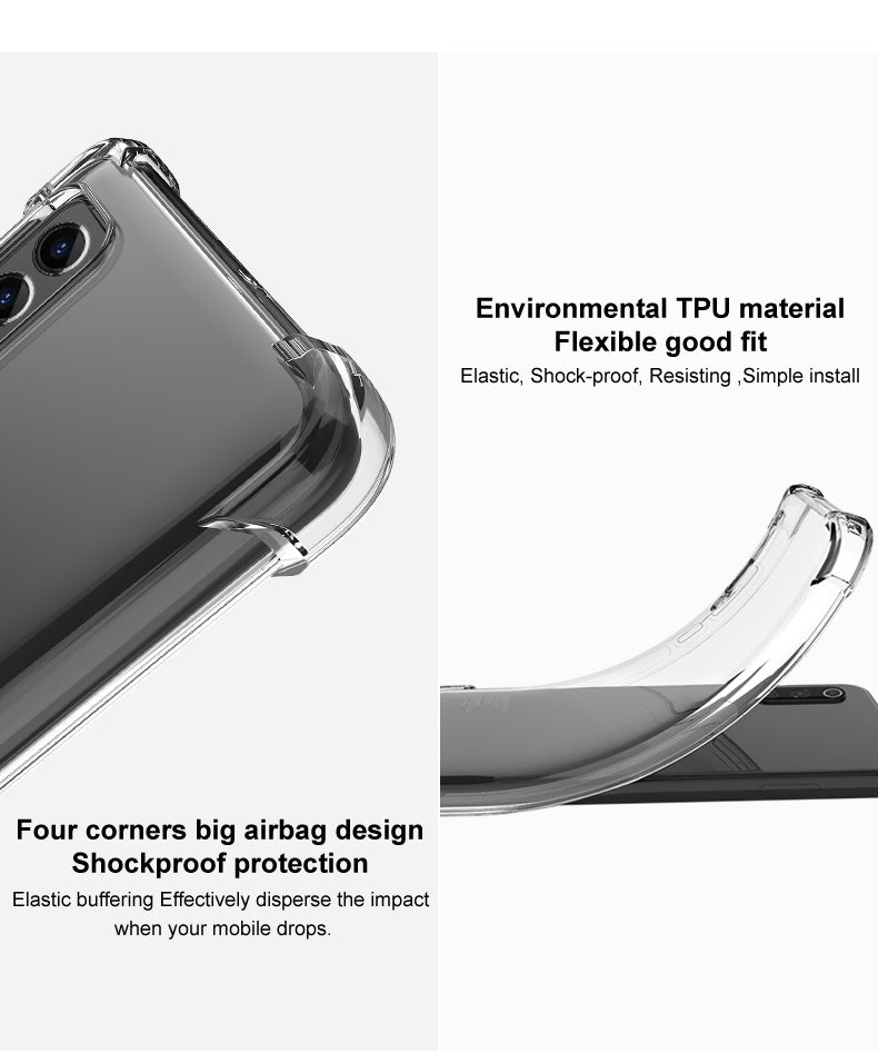 IMAK Full Coverage TPU pouzdro s tlumením nárazů s ochrannou fólií na displej pro Samsung Galaxy A12 – průhledné