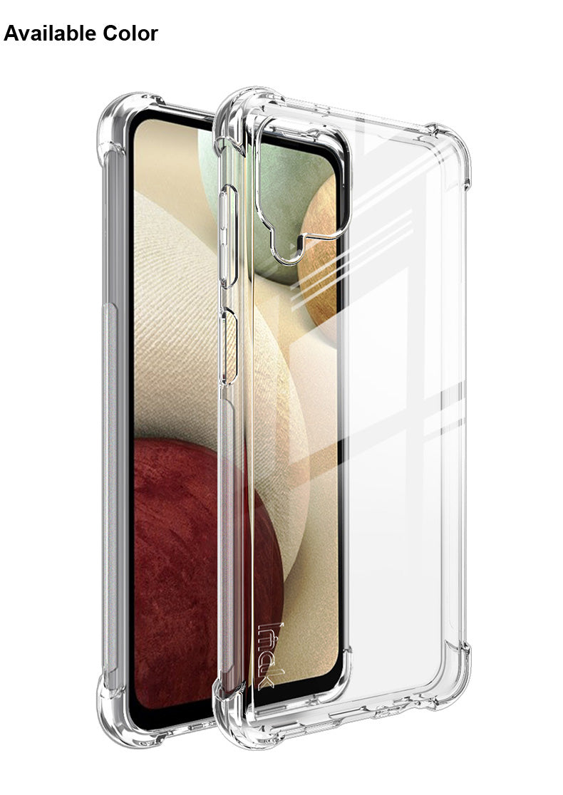 IMAK Full Coverage TPU pouzdro s tlumením nárazů s ochrannou fólií na displej pro Samsung Galaxy A12 – průhledné
