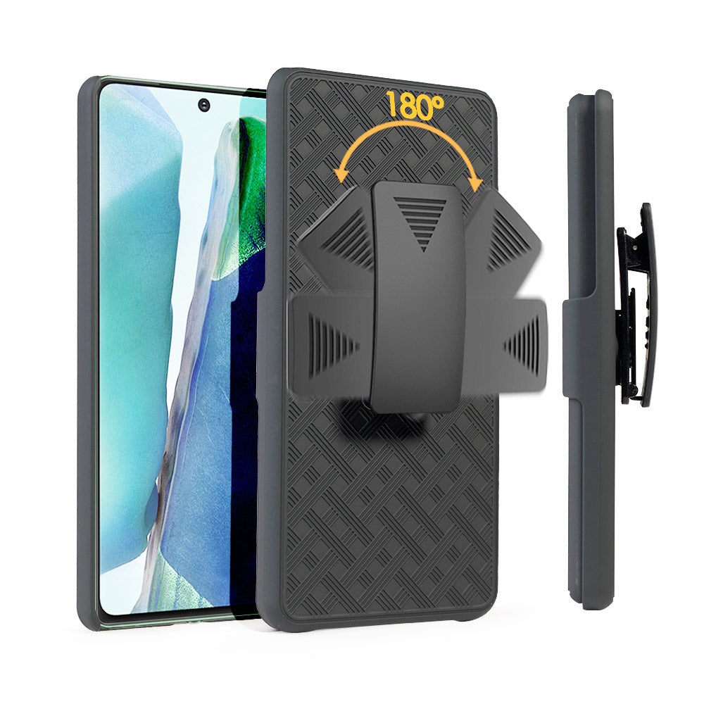 Swivel Belt Clip Built-in Kickstand Woven Texture PC Hard Case for Samsung Galaxy S21 4G 5G