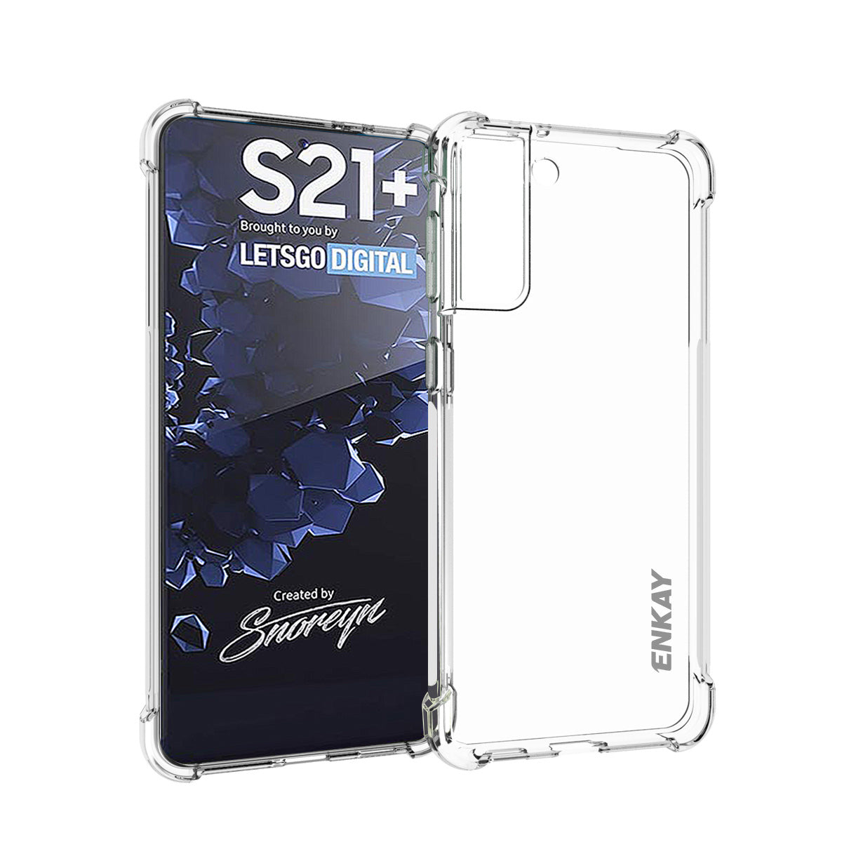 ENKAY Shockproof Transparent TPU Case with [Full Glue] 0.2mm 9H 2.5D Full Covering Tempered Glass Protector for Samsung Galaxy S21 5G