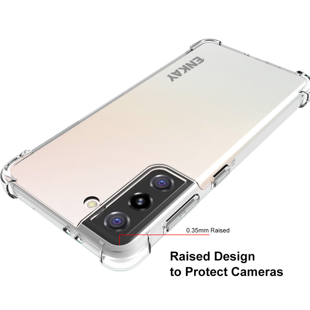 ENKAY Shockproof Transparent TPU Case with [Full Glue] 0.2mm 9H 2.5D Full Covering Tempered Glass Protector for Samsung Galaxy S21 5G