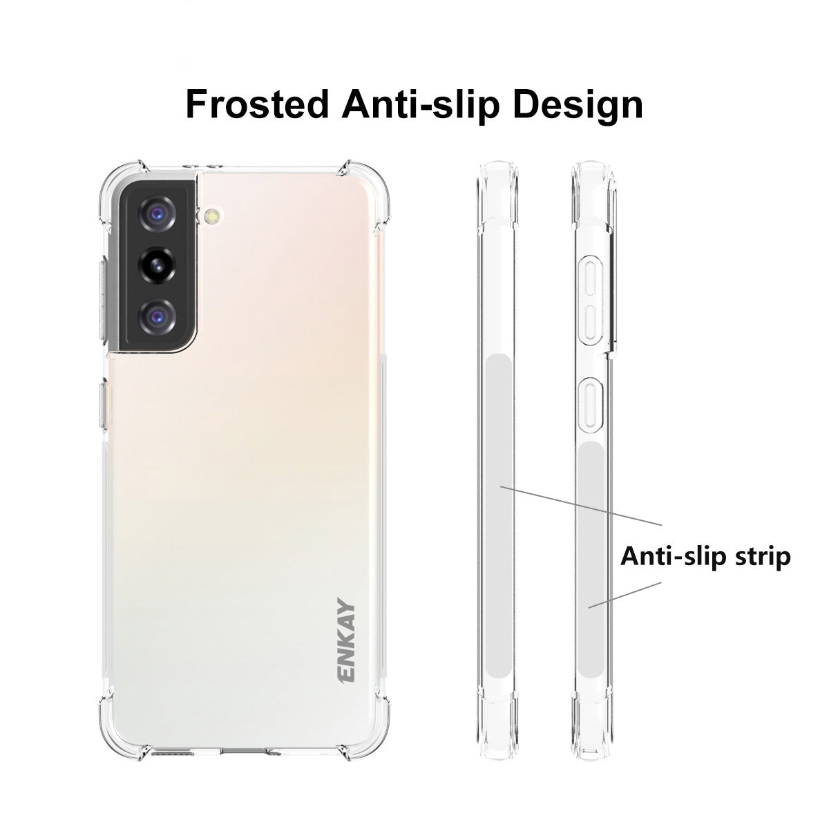 ENKAY Shockproof Transparent TPU Case with [Full Glue] 0.2mm 9H 2.5D Full Covering Tempered Glass Protector for Samsung Galaxy S21 5G