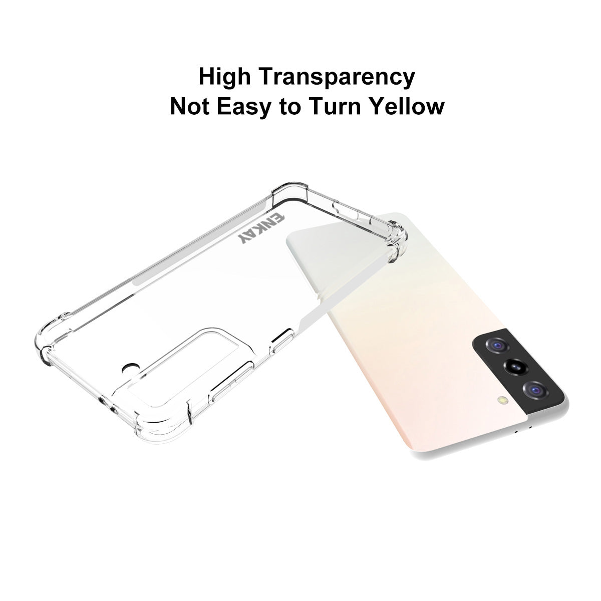 ENKAY Shockproof Transparent TPU Case with [Full Glue] 0.2mm 9H 2.5D Full Covering Tempered Glass Protector for Samsung Galaxy S21 5G