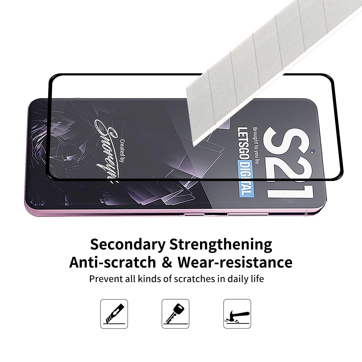ENKAY Shockproof Transparent TPU Case with [Full Glue] 0.2mm 9H 2.5D Full Covering Tempered Glass Protector for Samsung Galaxy S21 5G