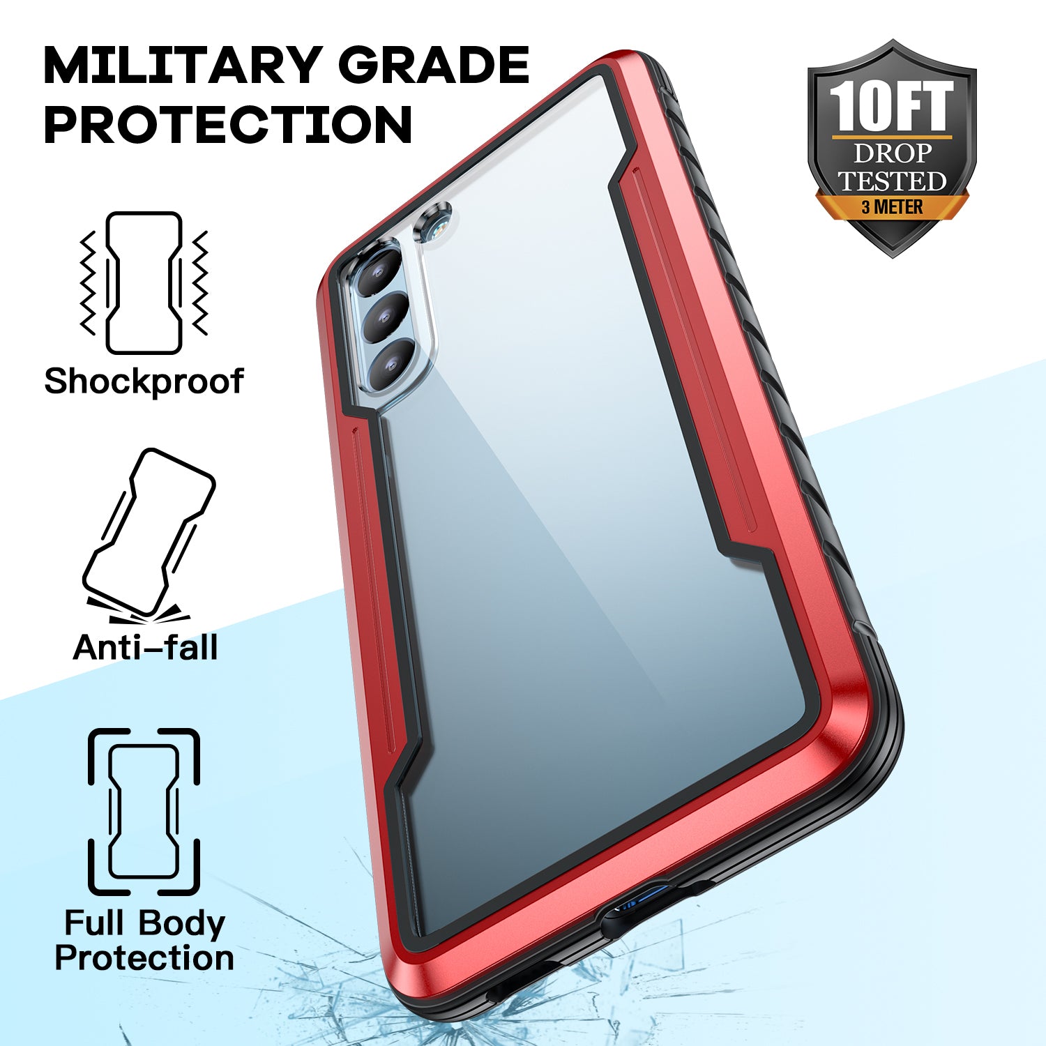 For Samsung Galaxy S23 PC TPU Aluminium Alloy Mobile Phone Back Cover Scratch-resistant Multi-layer Protection Phone Case