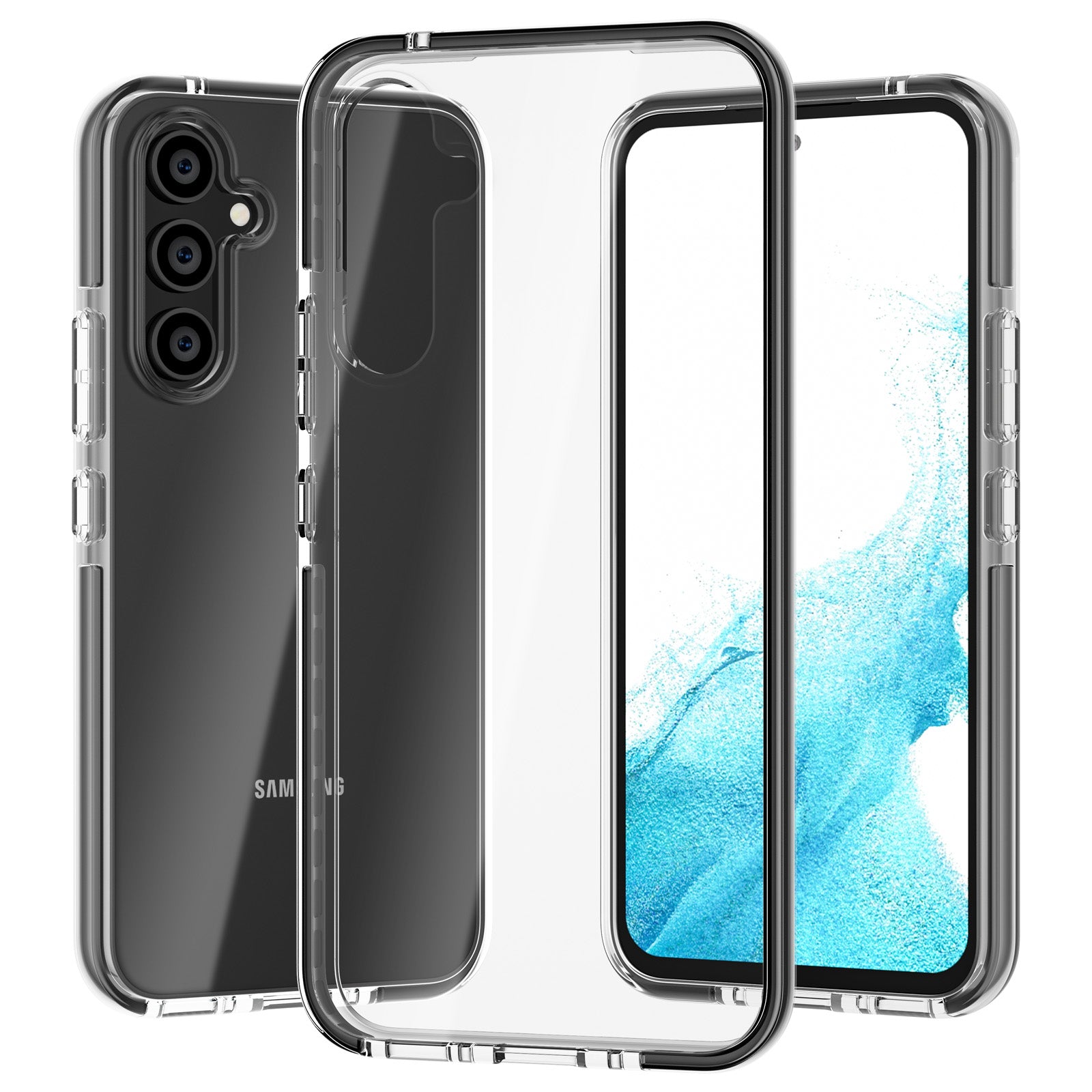 For Samsung Galaxy A34 5G Bi-color Clear Back Cover Combo Soft TPU TPE Frame Drop-proof Protective Phone Case