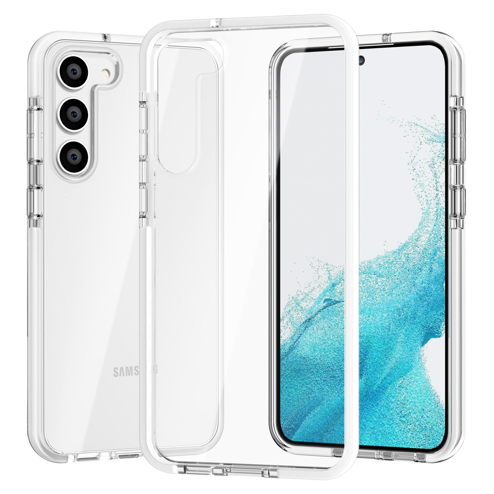 Pro Samsung Galaxy S23 Dvoubarevný rámeček TPU TPE na telefon Ochranný průhledný kryt proti poškrábání