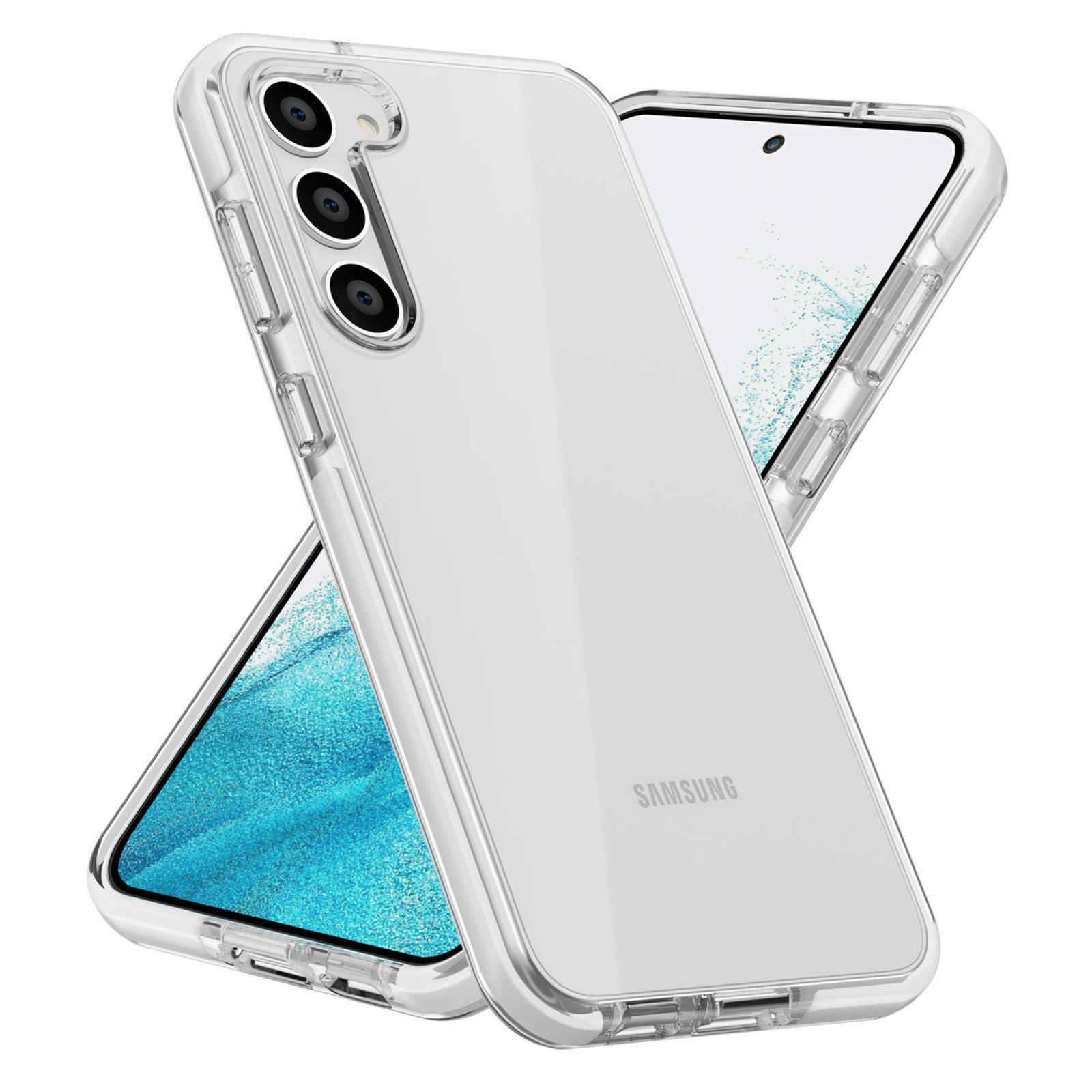 Pro Samsung Galaxy S23 Dvoubarevný rámeček TPU TPE na telefon Ochranný průhledný kryt proti poškrábání